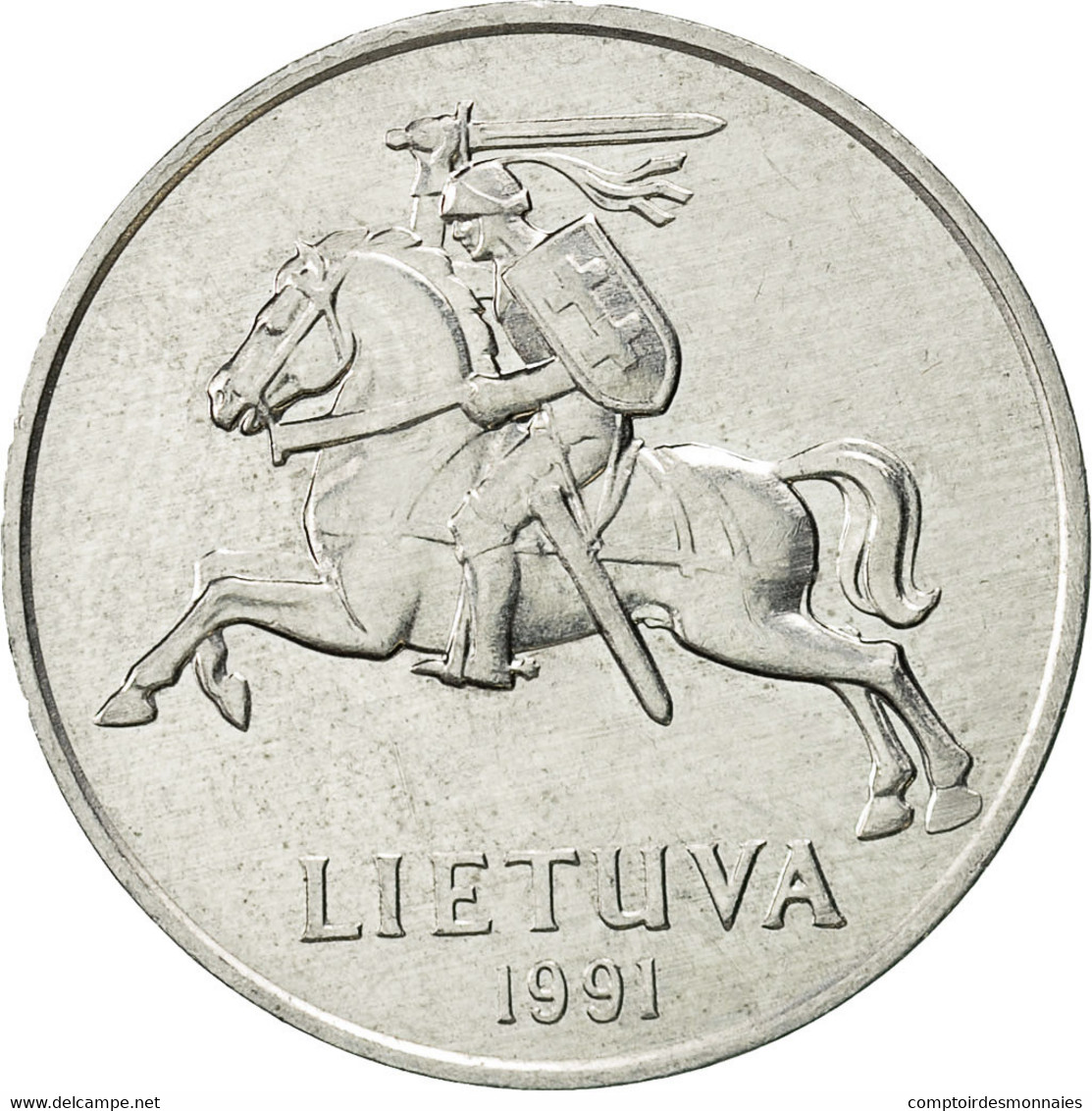 Monnaie, Lithuania, 5 Centai, 1991, TTB+, Aluminium, KM:87 - Lituanie