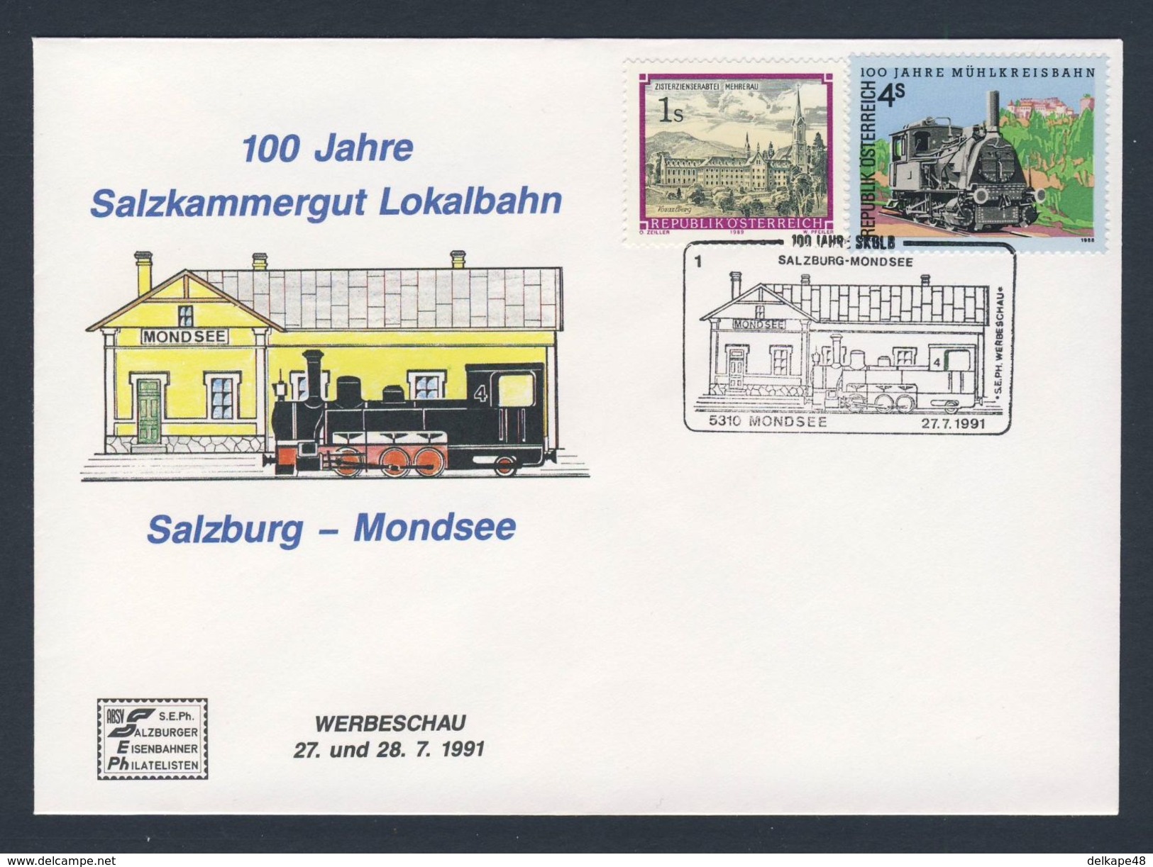 Austria Österreich 1991 Cover / Brief / Lettre - 100 Jahre Salzkammergut Lokalbahn - Salzburg-Mondsee - Trains