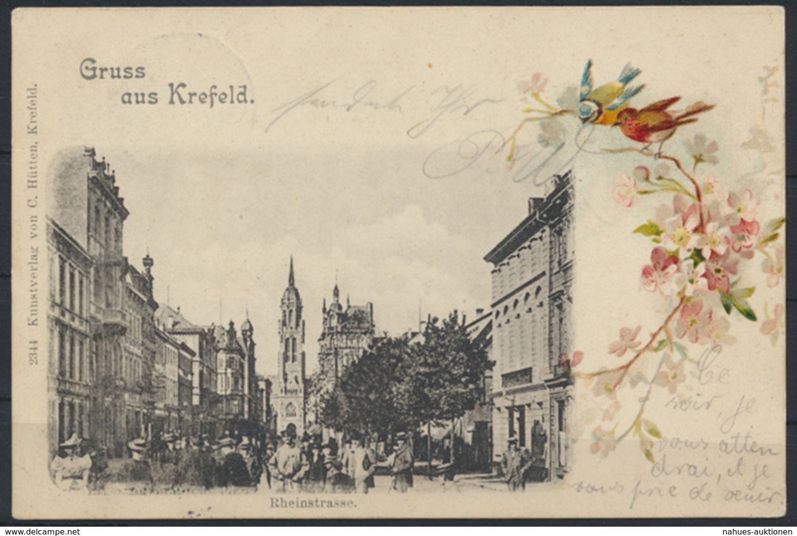 Ansichtskarte Krefeld Rheinstrasse Passanten 1901 Kunstverlag Hütten - Sonstige & Ohne Zuordnung