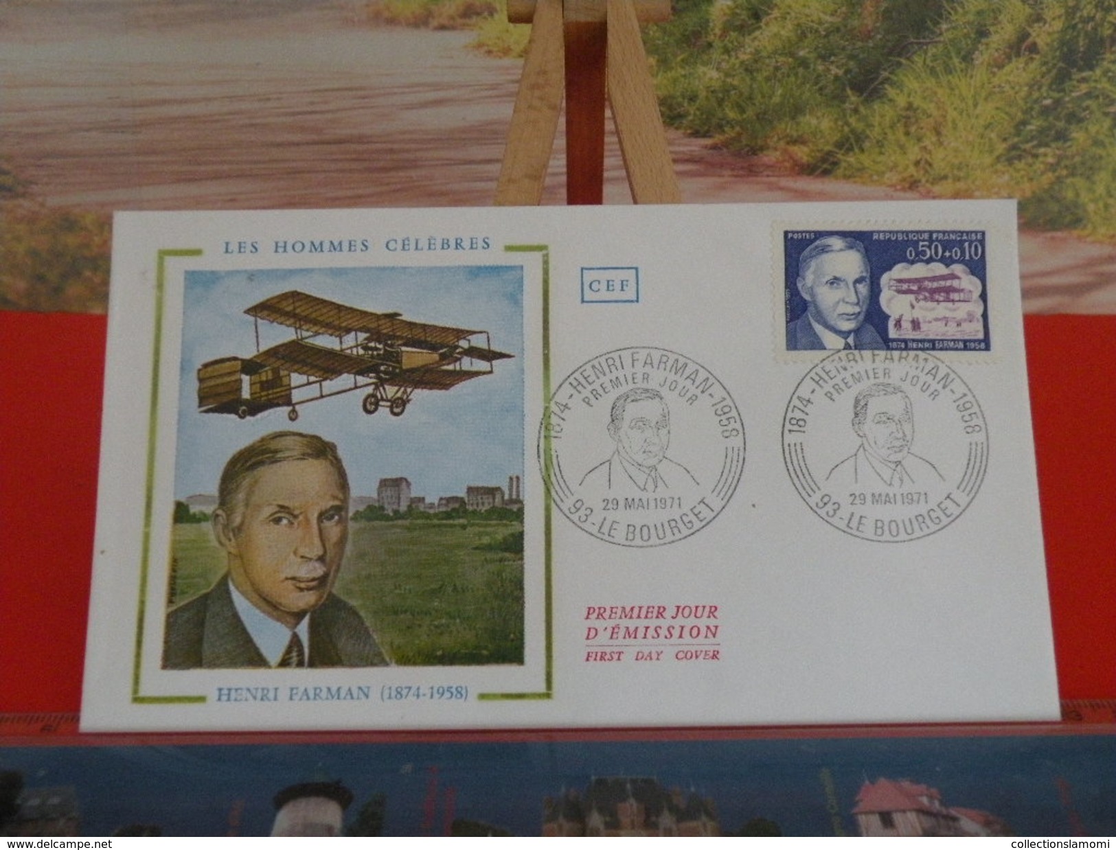 Coté 3€ > Henri Farman (Aviateur) > Le Bourget (93) > 29.5.1971 > FDC 1er Jour - 1970-1979