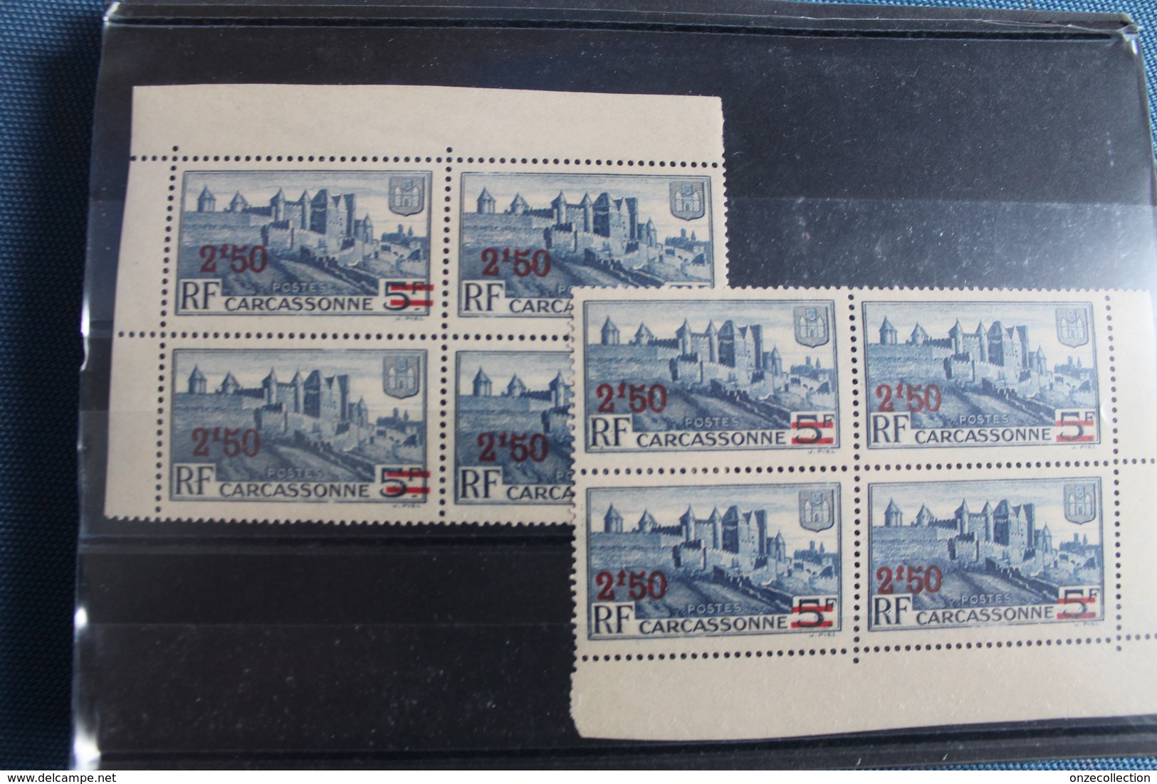 1941     CARCASSONNE   SURCHARGE    X   2   BLOCS  DE  4    FRAICHEUR  POSTALE - Neufs