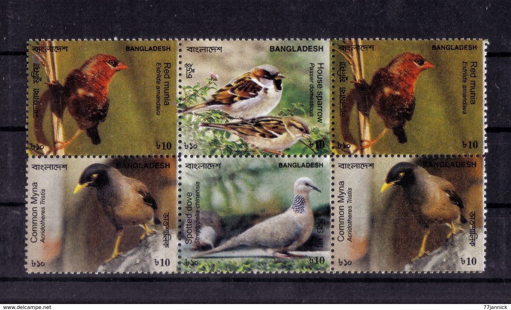 BLOC DE SIX TIMBRES(oiseaux) NEUF** - Bangladesh