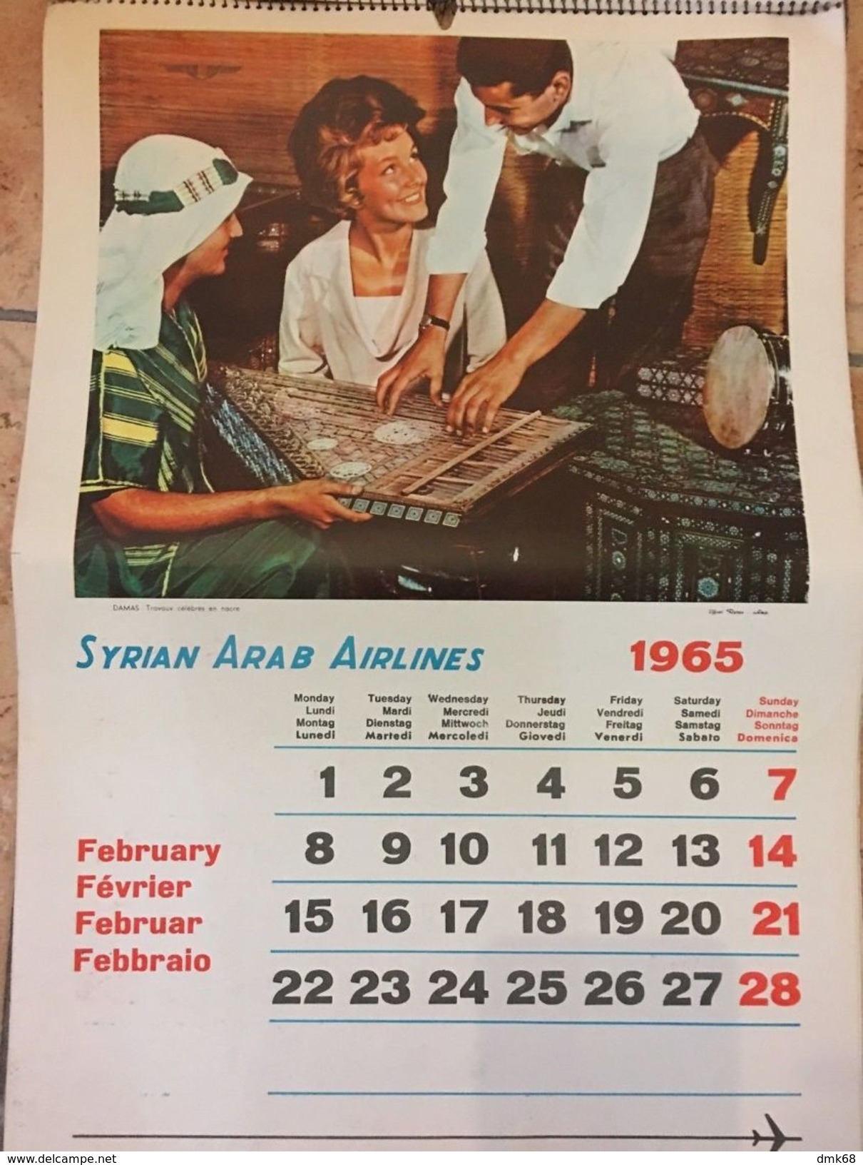 SYRIAN ARAB AIRLINES CALENDAR 1965 - CYPRUS / DAMSCUS / JERUSALEM / PAKISTAN / - Formato Grande : 1961-70