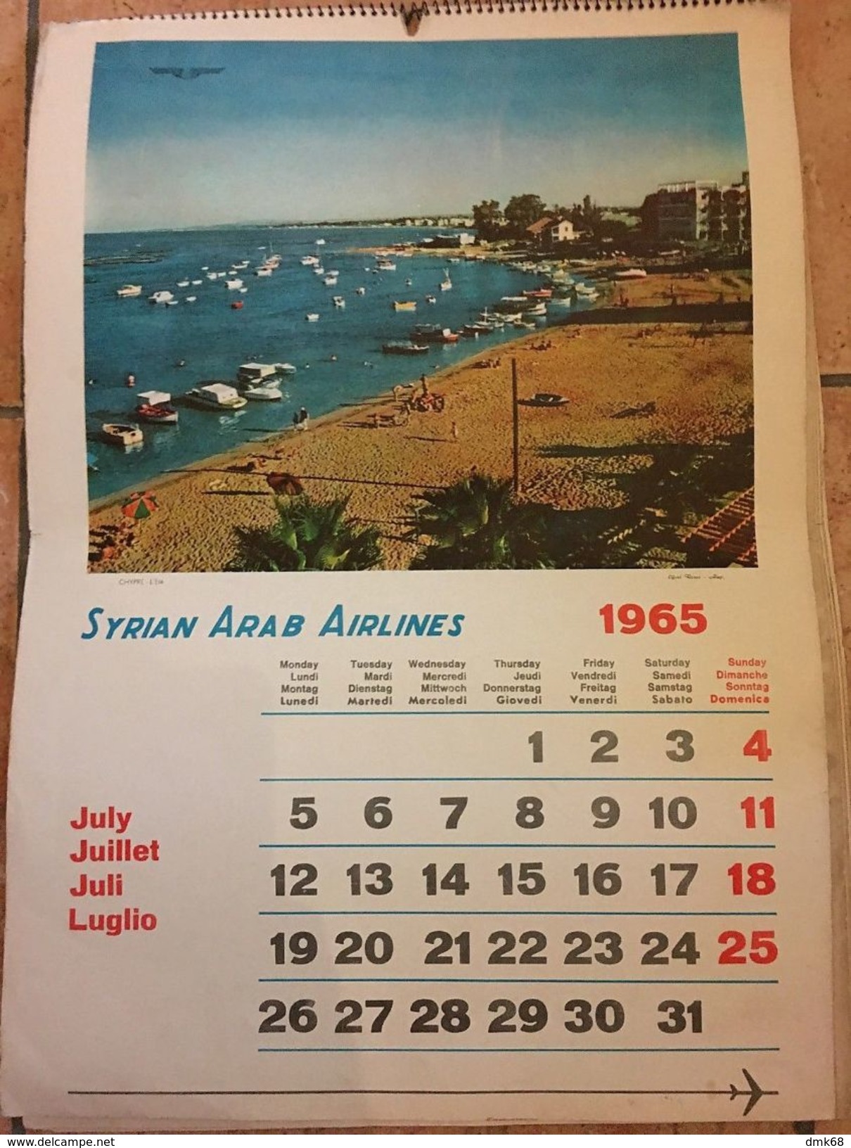 SYRIAN ARAB AIRLINES CALENDAR 1965 - CYPRUS / DAMSCUS / JERUSALEM / PAKISTAN /