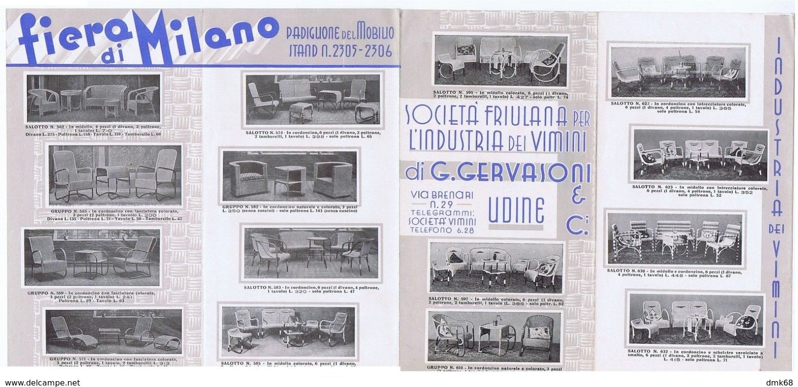 UDINE - GERVASONI - INDUSTRIA DEI VIMINI - DEPLIANT - 1930s - Advertising