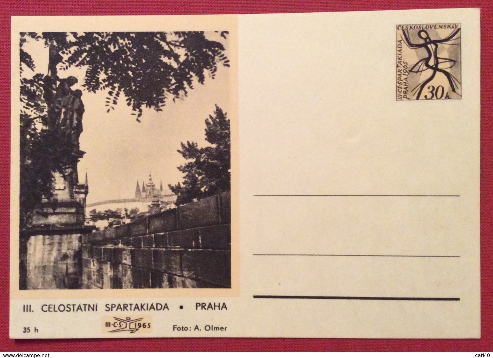 SPORT CECOSLOVACCHIA CARTOLINA POSTALE EMESSA PER LA SPARTAKIADE PRAHA PRAGA 1965 - Autres & Non Classés