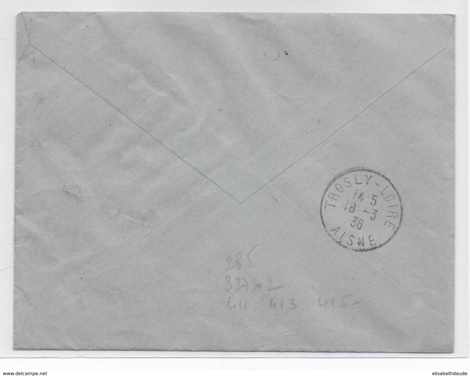 BELGIQUE - 1936 - LETTRE De HYON CIPLY => TROSLY (AISNE) - Lettres & Documents