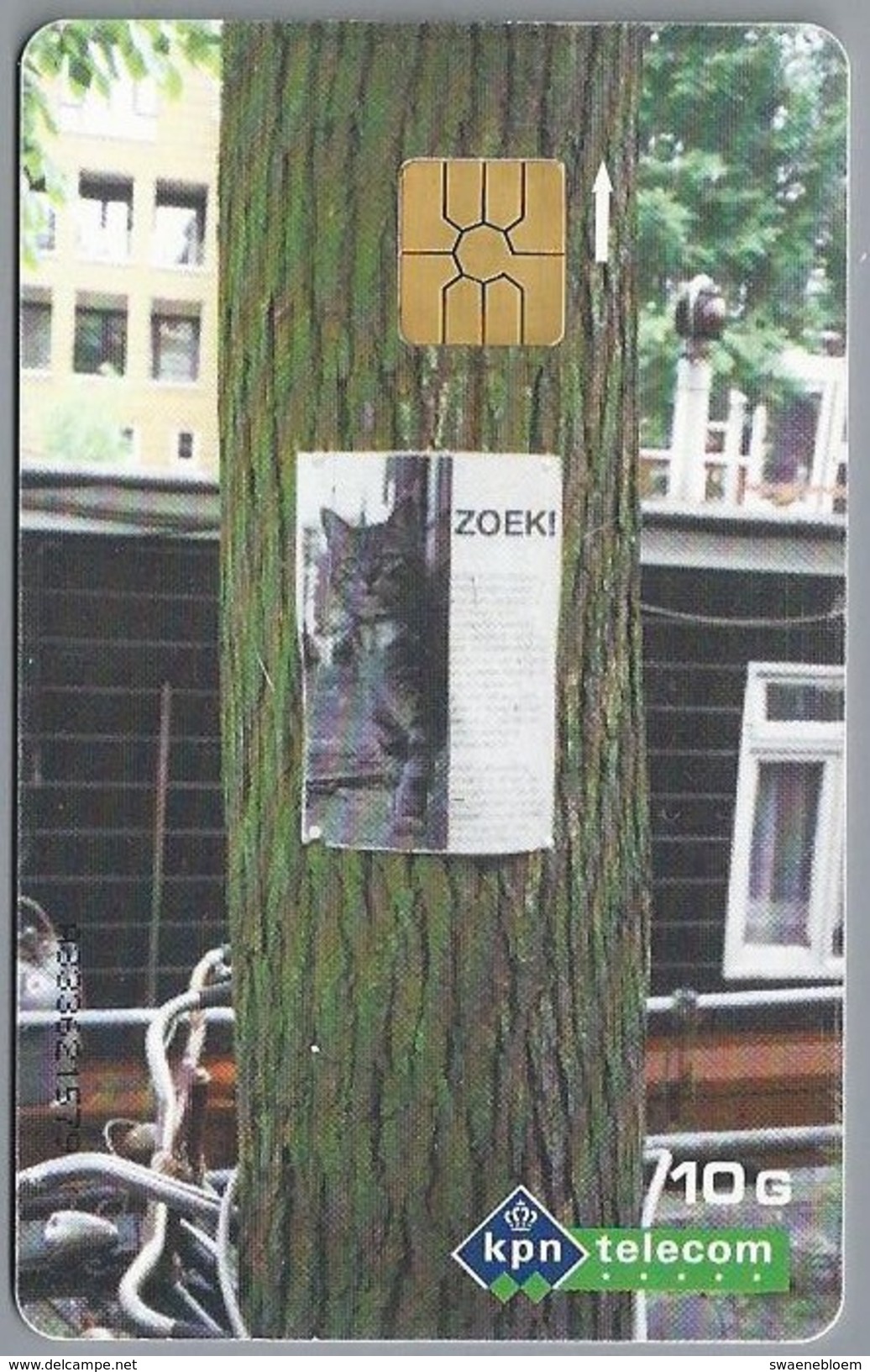 NL.- Nederland. Serie Mens En Huisdier. Aanhankelijk. Poes. Kat. 10 Gulden. 2 Scans. Boom. Tree. Zoek. A333 - Katten