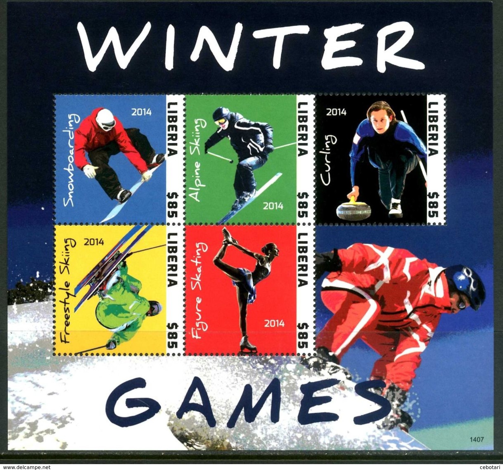 LIBERIA 2014** - Winter Olympic Games In Sochi - Block Di 5 Val. MNH Come Da Scansione - Inverno 2014: Sotchi