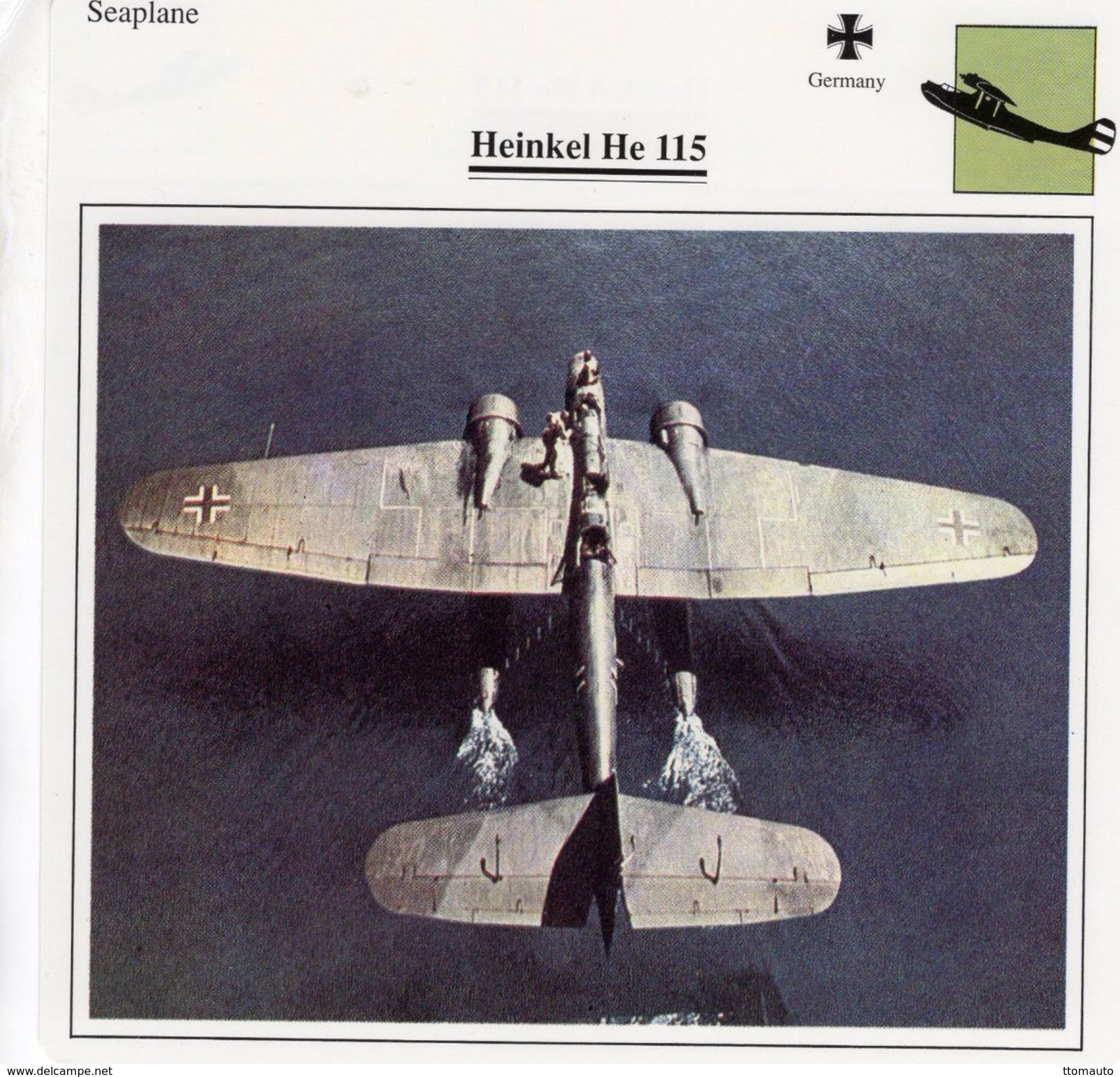 Fiche Techique  -  Hydravion  Seaplane  (Germany)  -   HEINKEL HE 115 - 1939-1945: 2ème Guerre