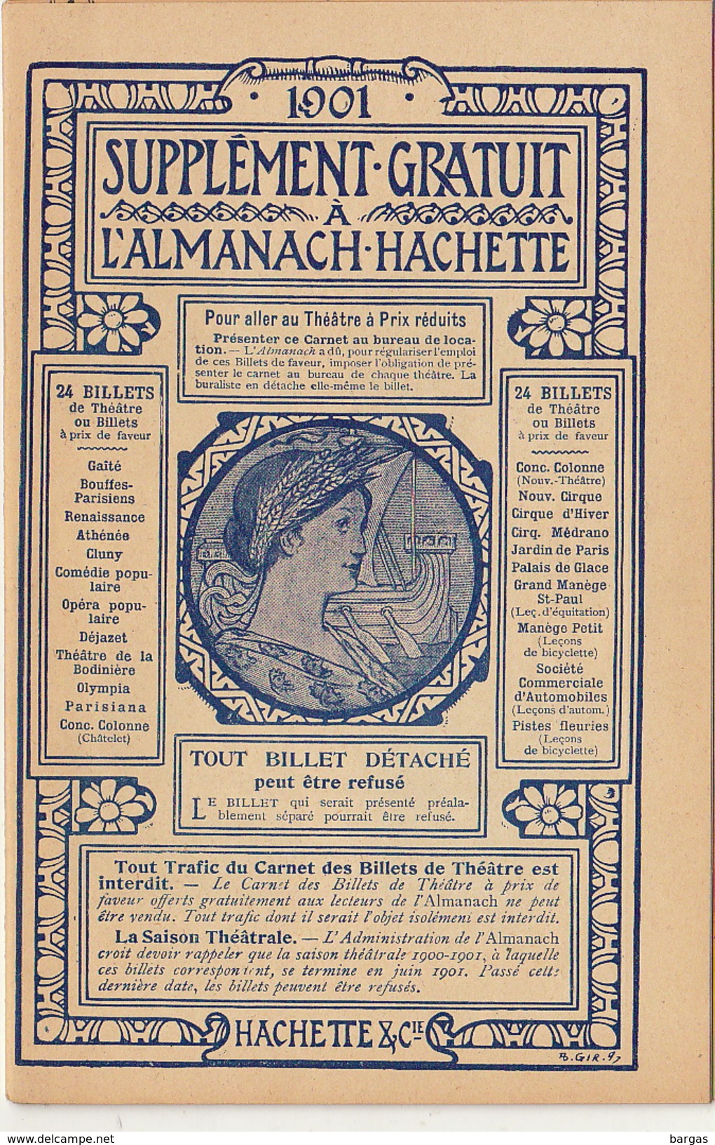 Hachette L'almanach Supplément Bons De Réduction Pour Le Théâtre Complet En 16 Pages - Programmes