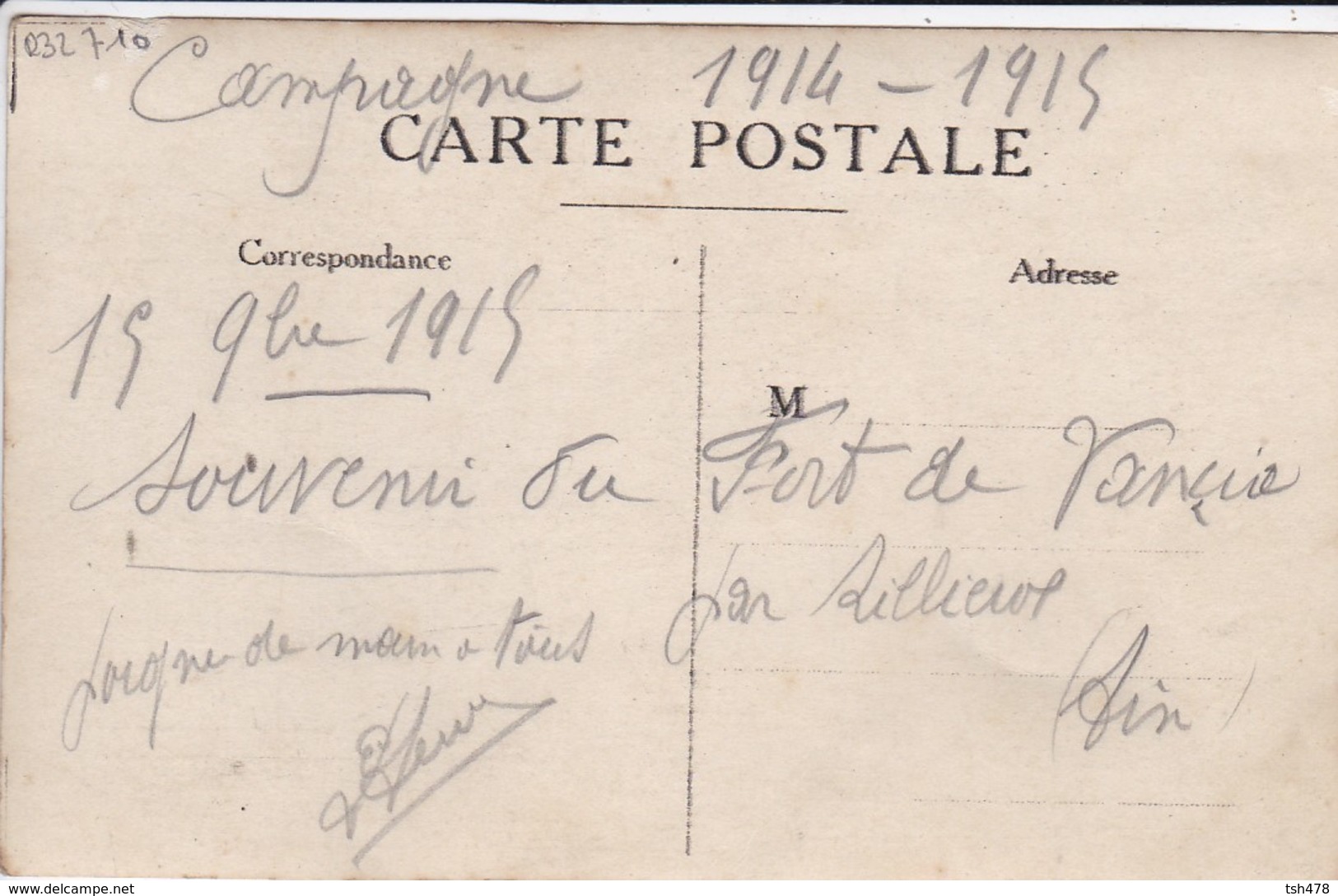 CARTE-PHOTO---MILITARIA--01--AIN--souvenir Du Fort De VANCIA  Prés De RILLEUX--campagne 1914-1915--voir 2 Scans - Guerre 1914-18