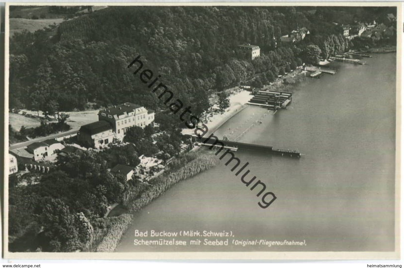 Bad Buckow - Seebad Schermützelsee - Foto-Ansichtskarte - Fliegeraufnahme - Verlag Max O'Brien Berlin - Buckow