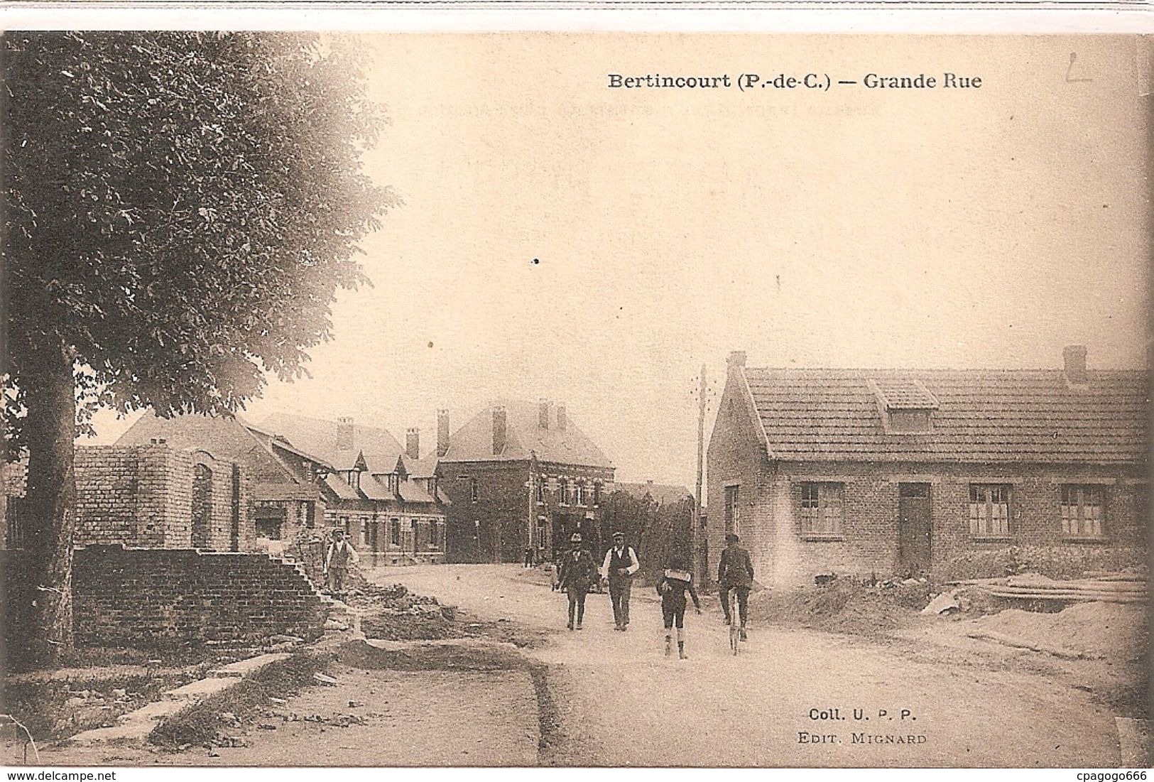 Cpa 62 Bertincourt Grande Rue Petite Animation - Bertincourt