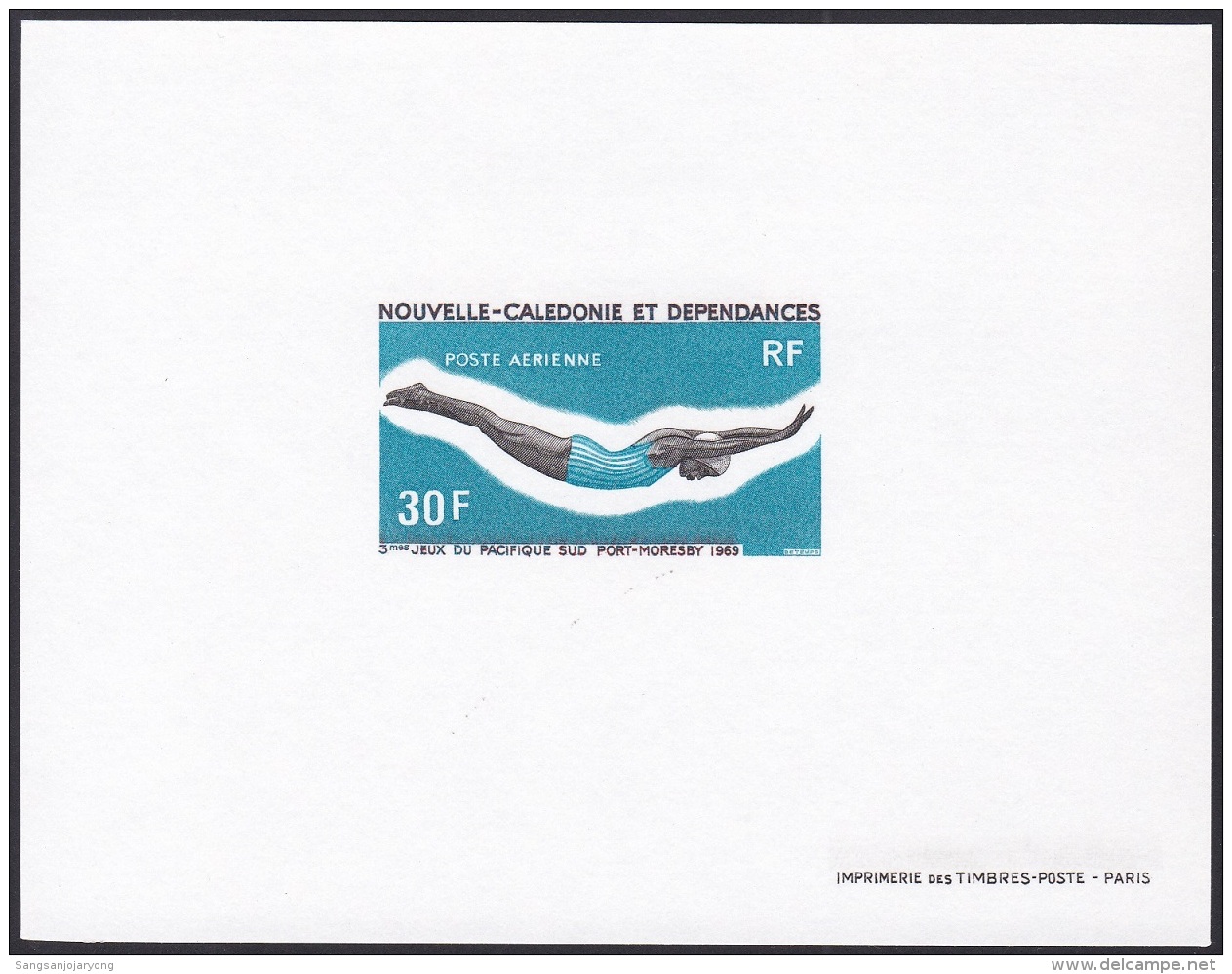 New Caledonia ScC66 Sports, Woman Diving, 3rd South Pacific Games, Deluxe Proof, Epreuve - Tuffi
