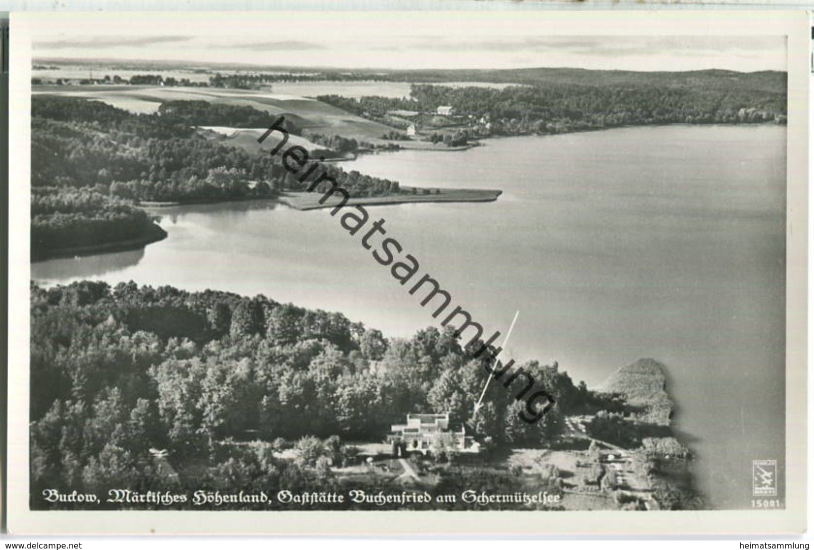 Buckow - Märkisches Höhenland - Gaststätte Buchenfried Am Schermützelsee - Foto-Ansichtskarte - Fliegeraufnahme - Buckow
