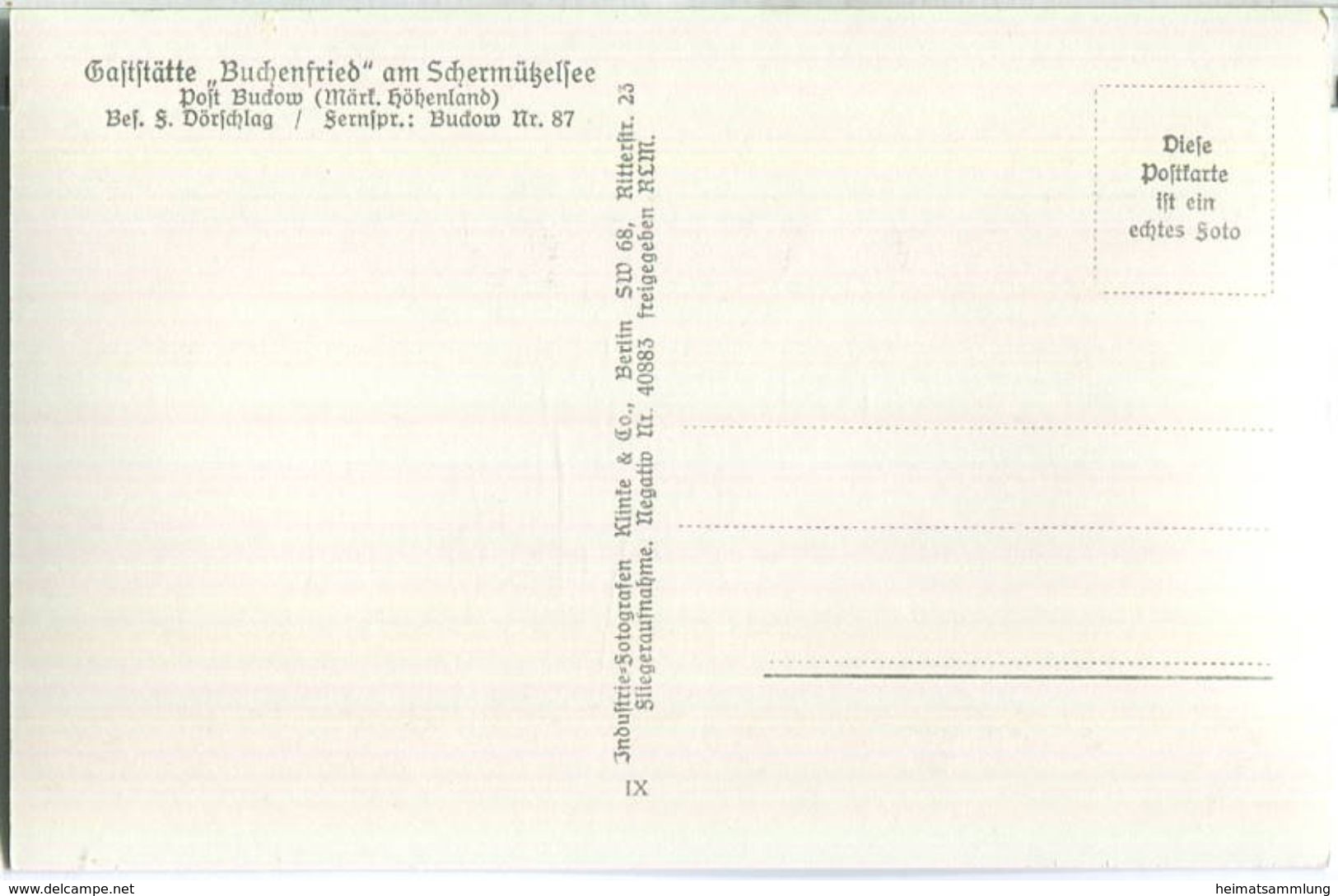 Buckow - Märkisches Höhenland - Gaststätte Buchenfried Am Schermützelsee - Foto-Ansichtskarte - Fliegeraufnahme - Buckow