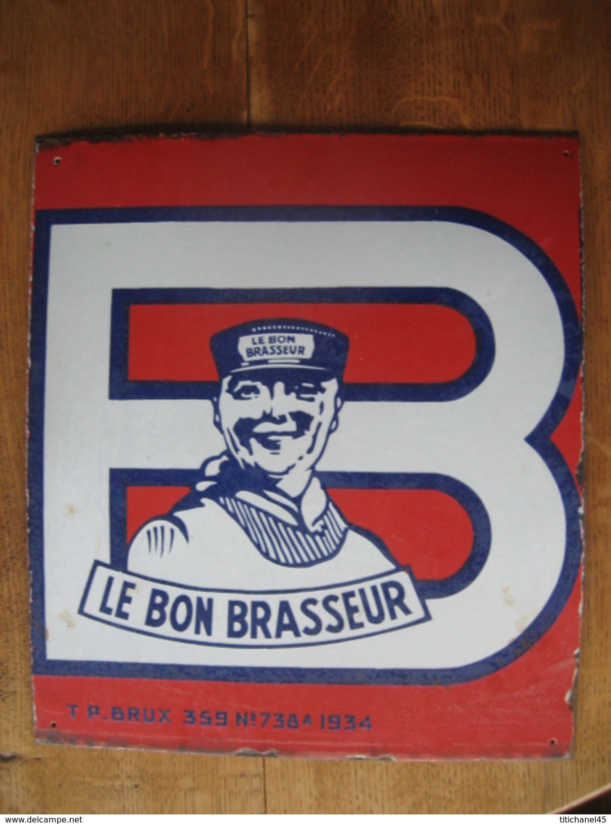 Partie D'une Plaque émaillée De 1934 Brasserie PIEDBOEUF "LE BON BRASSEUR" - Liquore & Birra