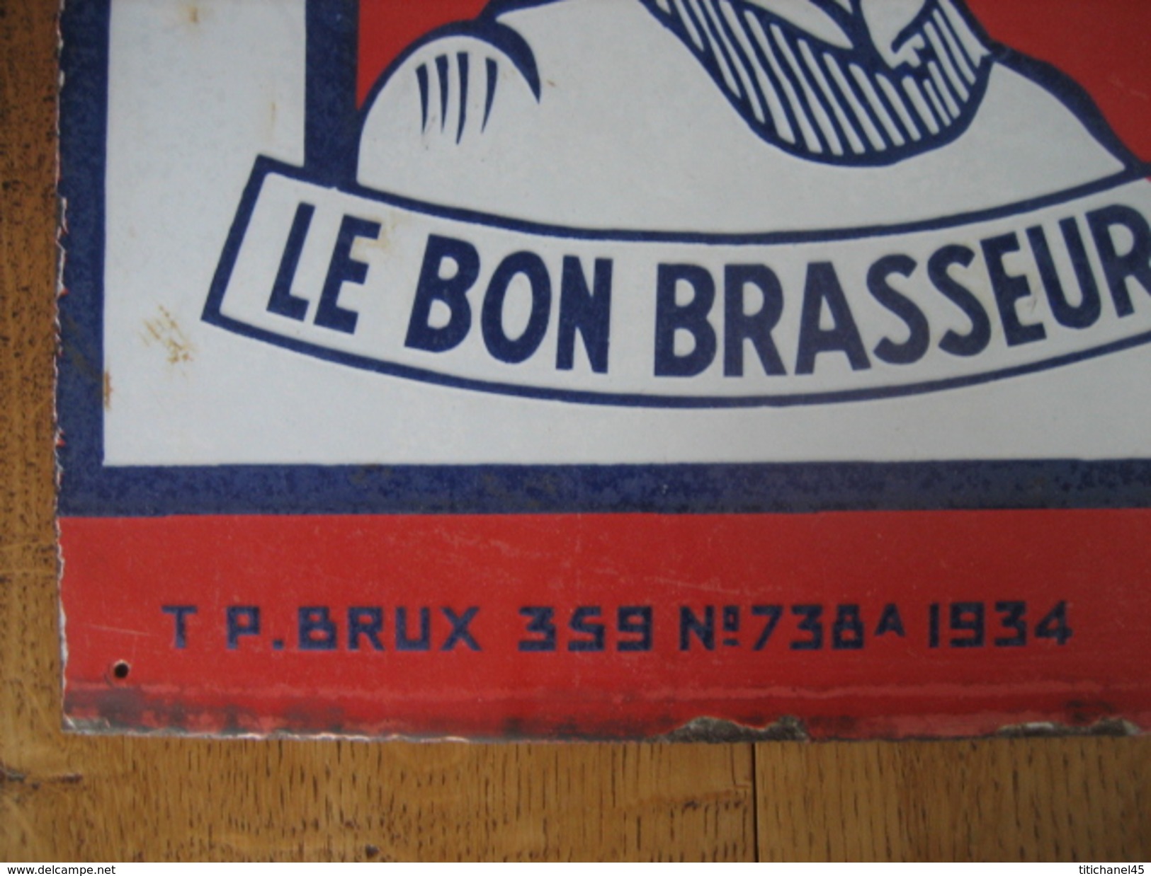 Partie D'une Plaque émaillée De 1934 Brasserie PIEDBOEUF "LE BON BRASSEUR" - Liquore & Birra