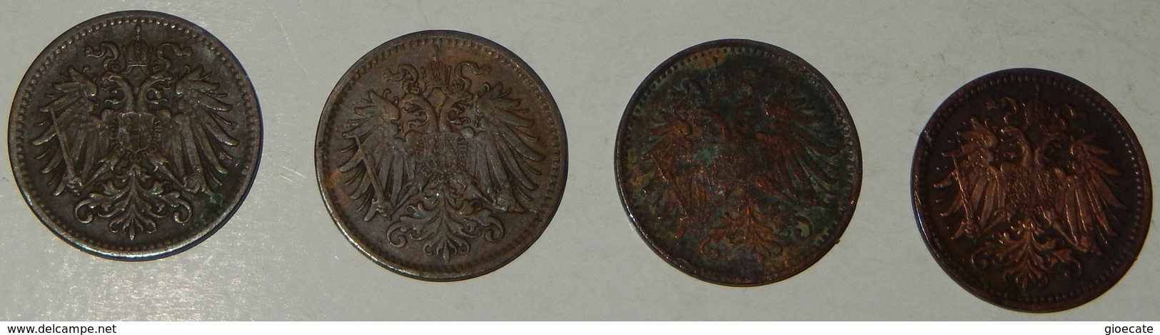 AUSTRIA  - 1 HELLER – 1893 – 1897 – 1909 – 4 MONETE – (143) - Austria