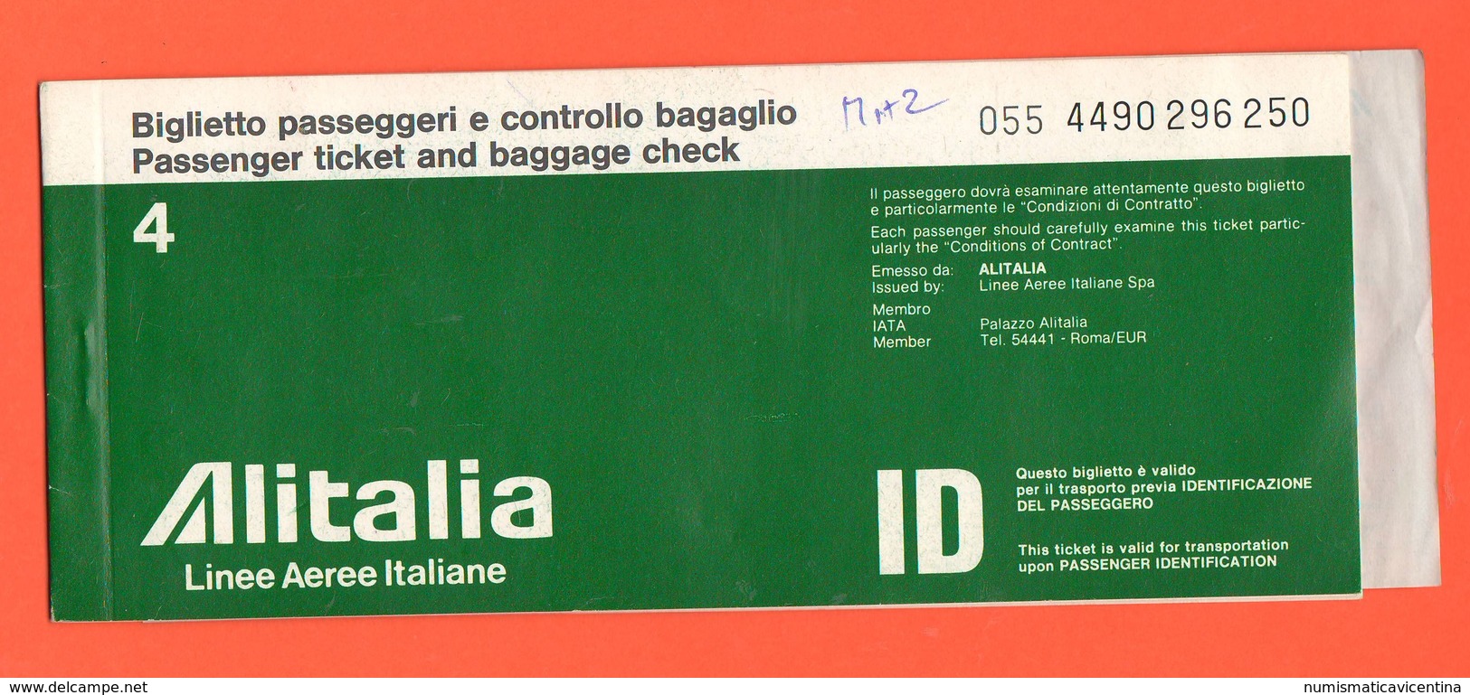 ALITALIA Airlines Avion Flight Aerei Carta D'imbarco Volo Roma > Venezia > Roma 1978 - Europe