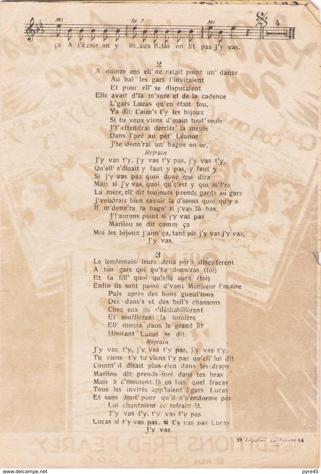 Partition " J'y Vas T'y " Java Hésitation Enregistré Par Marie Bizet - Autres & Non Classés