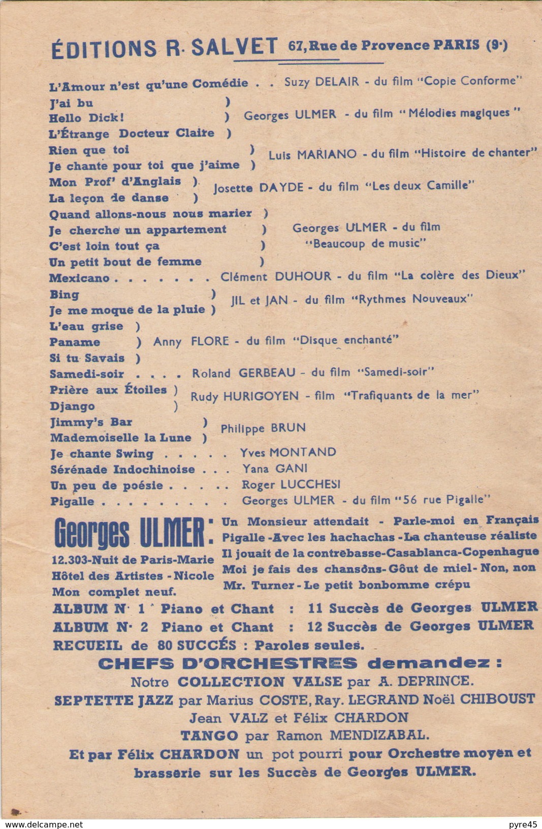 Partition " Un Monsieur Attendait " Création De Georges Ulmer - Autres & Non Classés