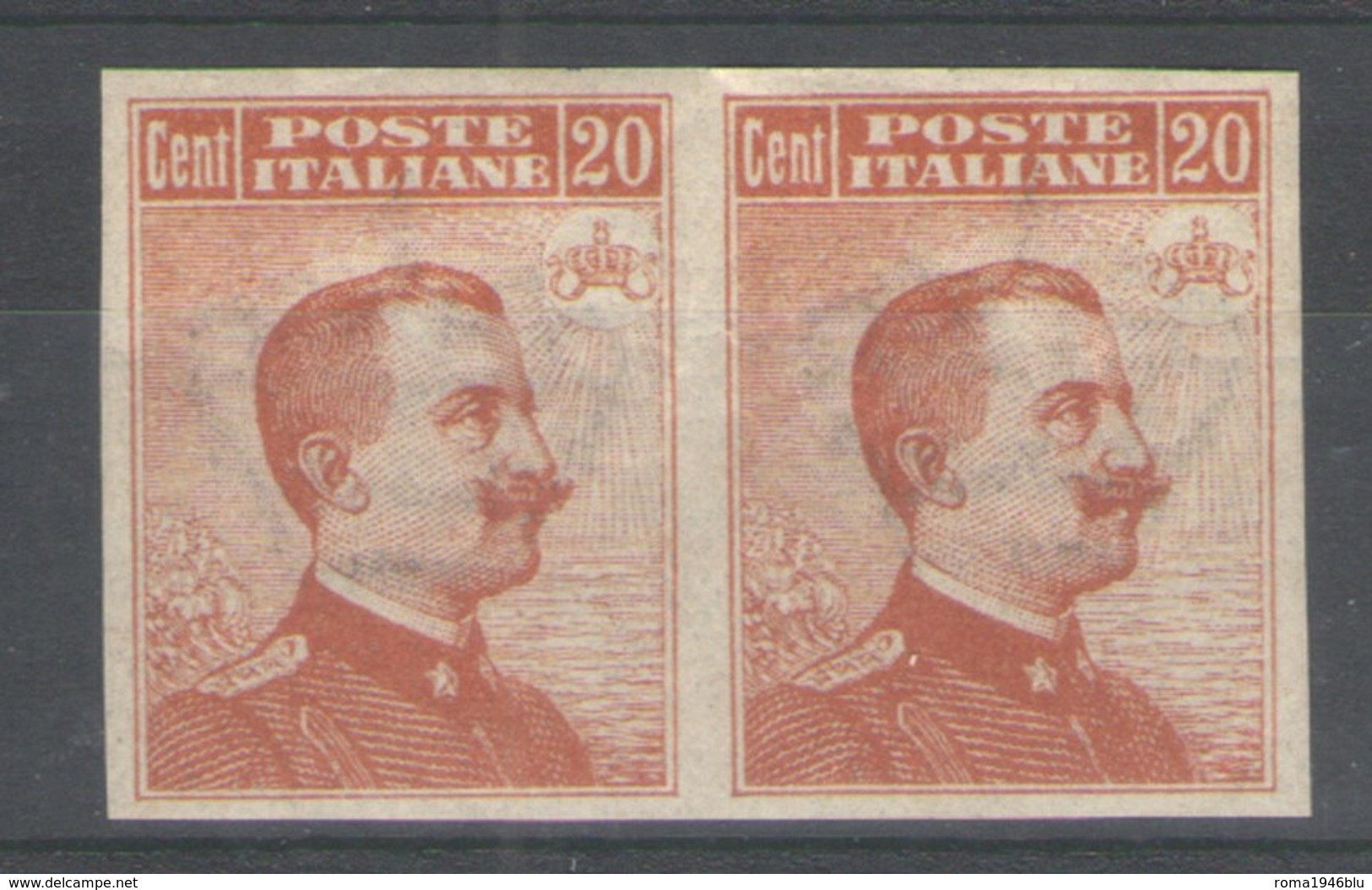 REGNO 1916 20 C. COPPIA NON DENTELLATA ** MNH - Nuovi