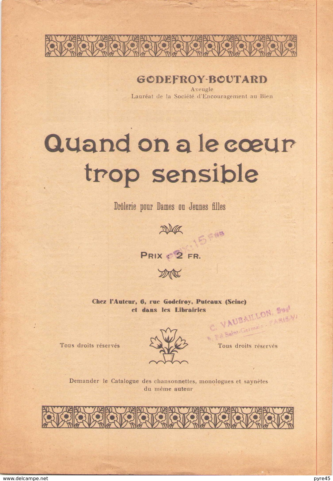 Quand On A Le Coeur Trop Sensible Drôlerie Pour Dames Ou Jeunes Filles - Théâtre & Déguisements