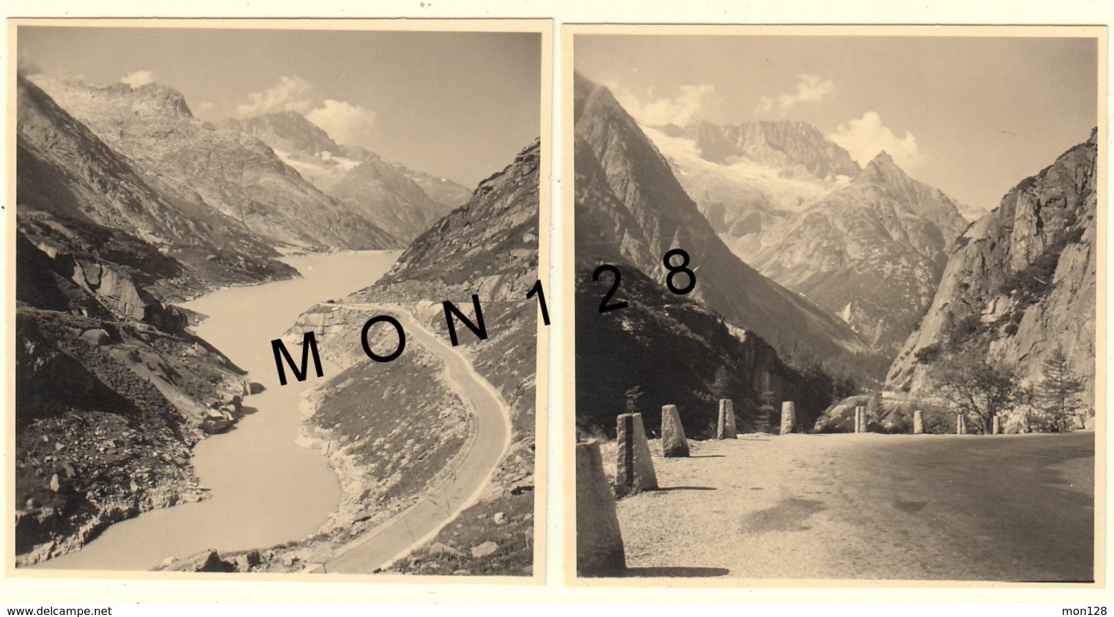 SUISSE - VALAIS - LE COL DU GRIMSEL - 2 PHOTOS JUILLET 1953 - DIM 5,5x5,5 Cms - Lieux