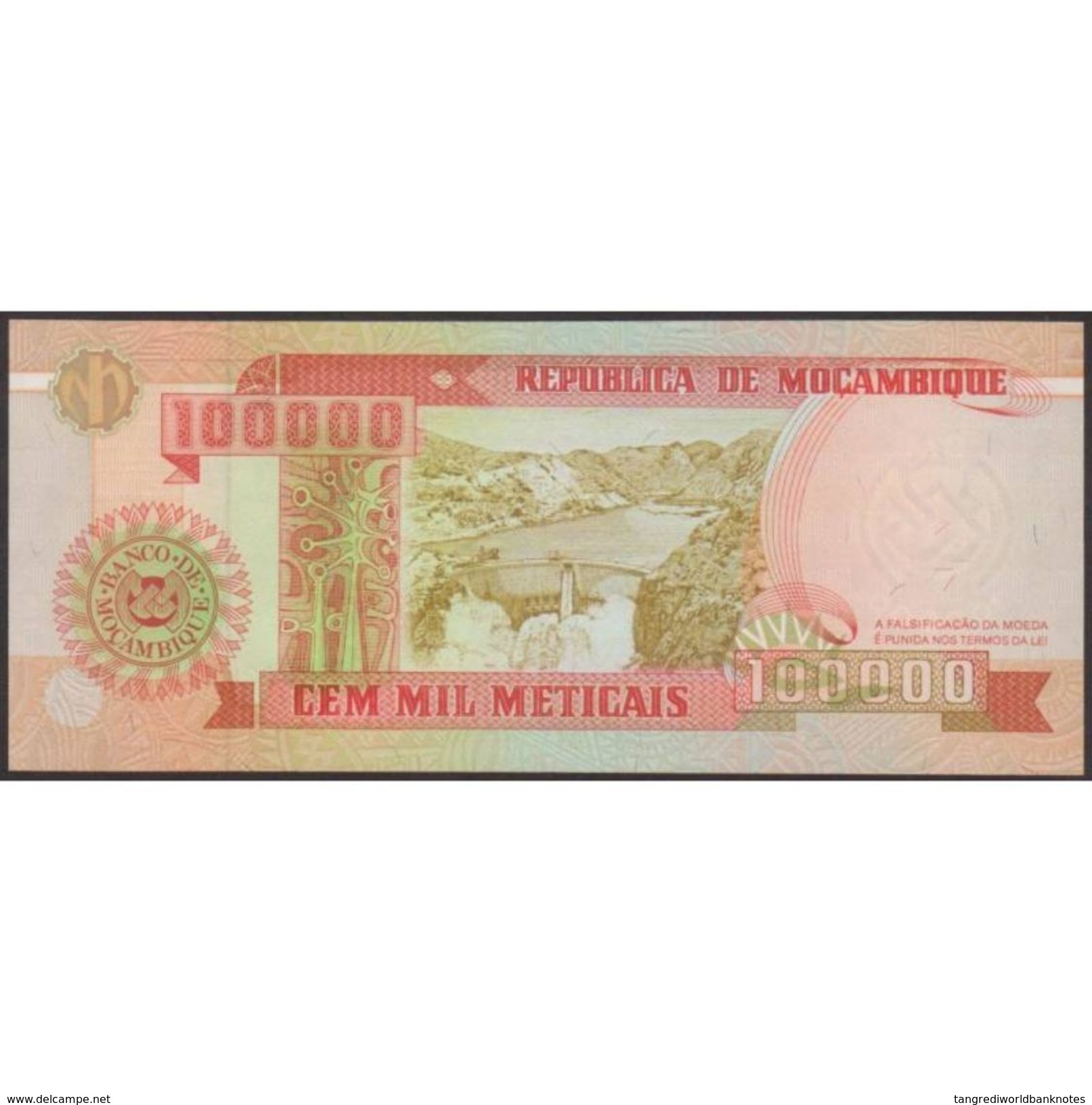 TWN - MOZAMBIQUE 139 - 100000 100.000 Meticais 16.6.1993 Prefix FA﻿ UNC - Mozambico