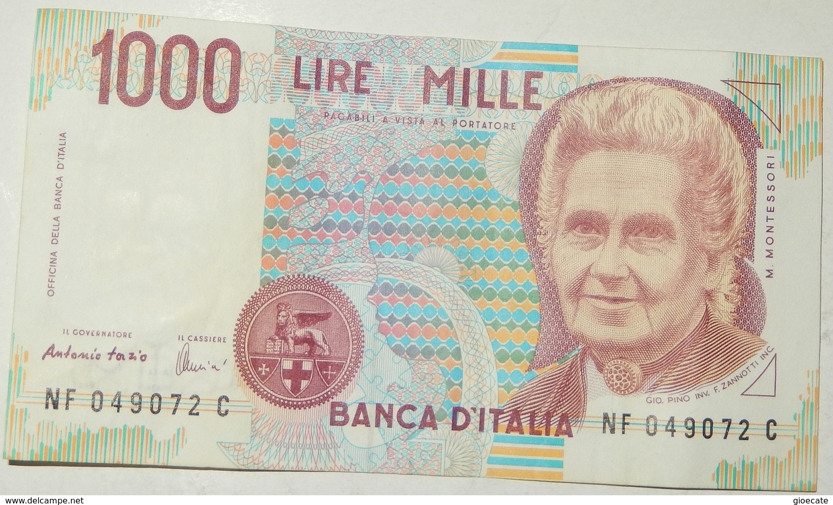 BANCONOTA   - ITALIA - 1000 LIRE  – MONTESSORI  – SERIE NF – 03/10/1990 - (O) - 1000 Lire