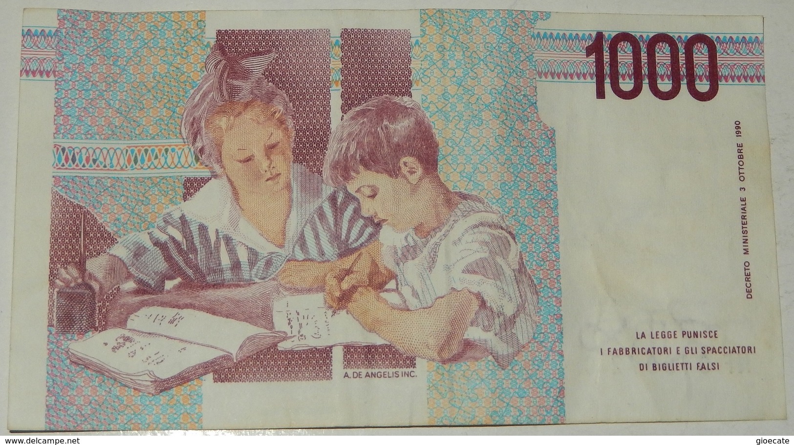 BANCONOTA   - ITALIA - 1000 LIRE  – MONTESSORI  – SERIE NF – 03/10/1990 - (O) - 1000 Lire