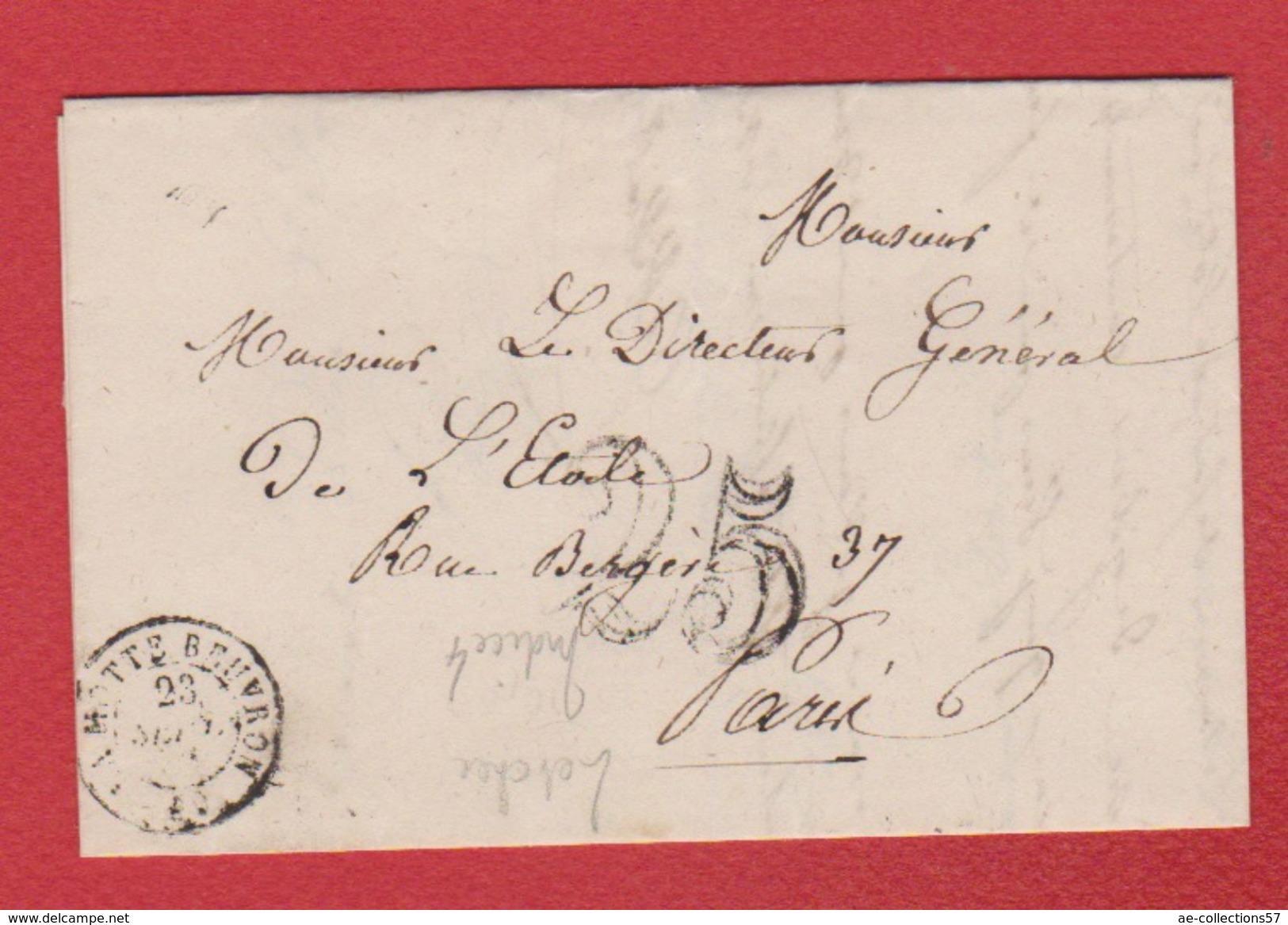 Lettre   / De La Motte Beuvron  / Pour Paris   /  23 Septembre 1851 - 1849-1876: Période Classique