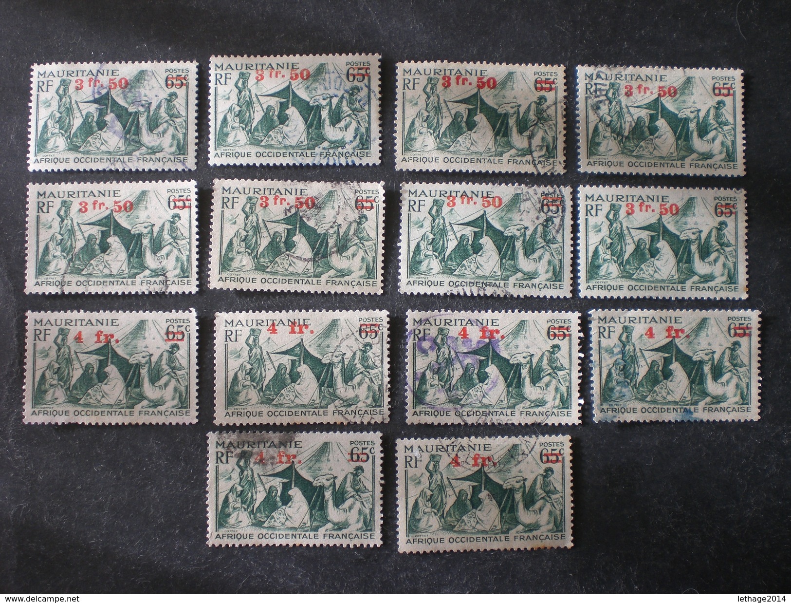 AOF MAURITANIA MAURITANIE موريتانيا Mauritanië 1944 Issues Of 1938 And 1939 Surcharged - Gebruikt