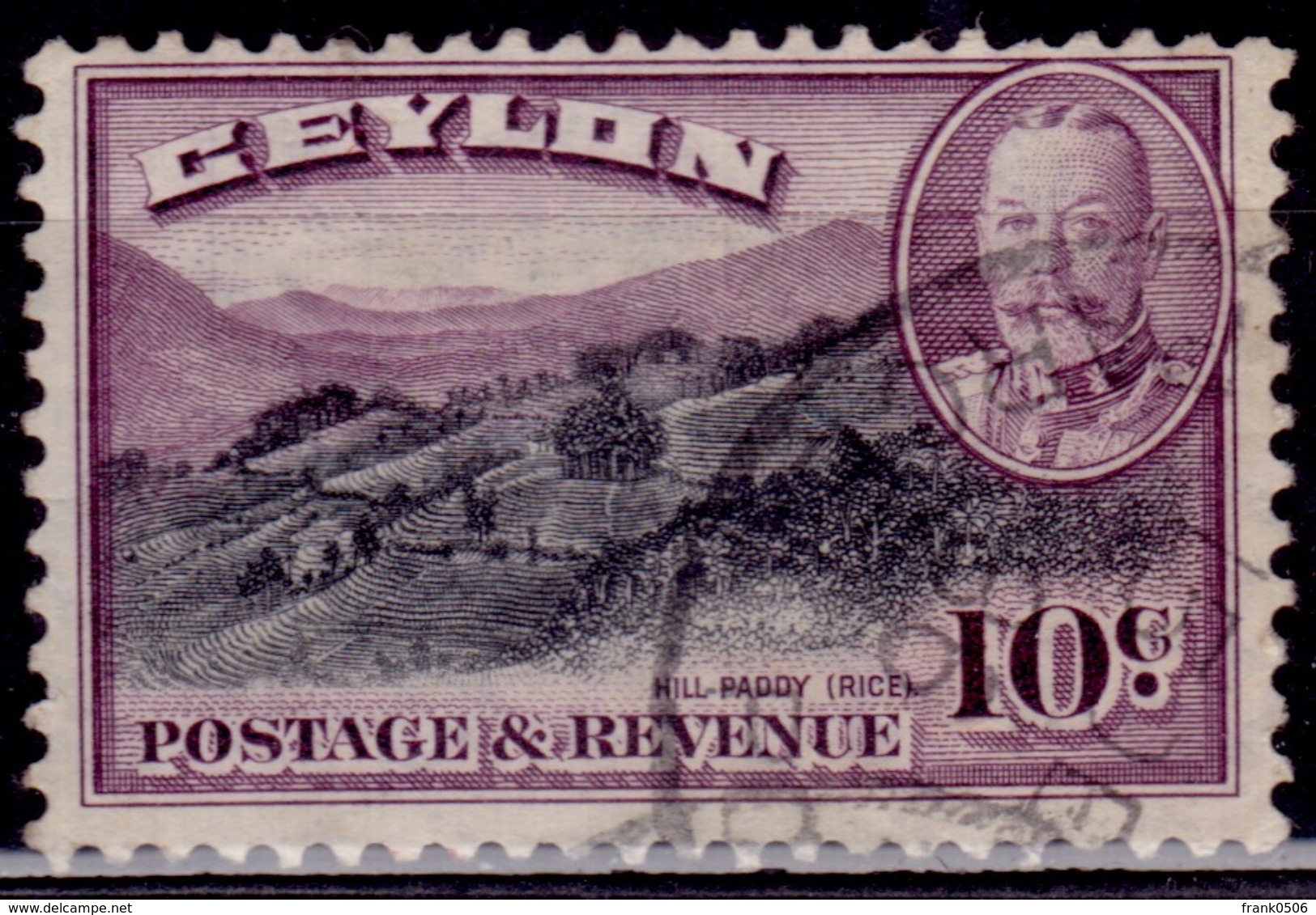 Ceylon 1935-36, KGV, Rice Terraces, 10c, Sc#268, Used - Ceylon (...-1947)