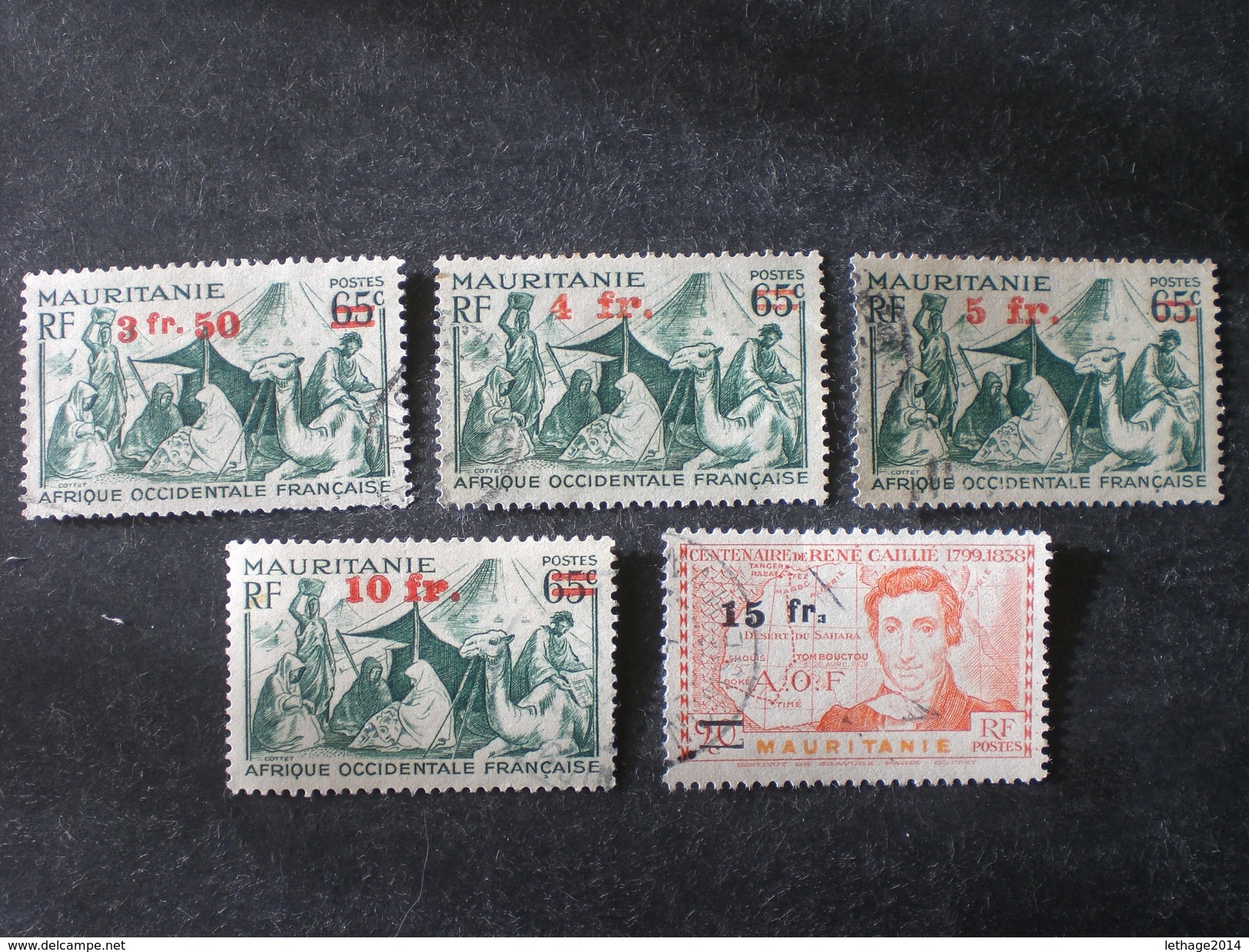 AOF MAURITANIA MAURITANIE موريتانيا Mauritanië 1944 Issues Of 1938 And 1939 Surcharged - Usati