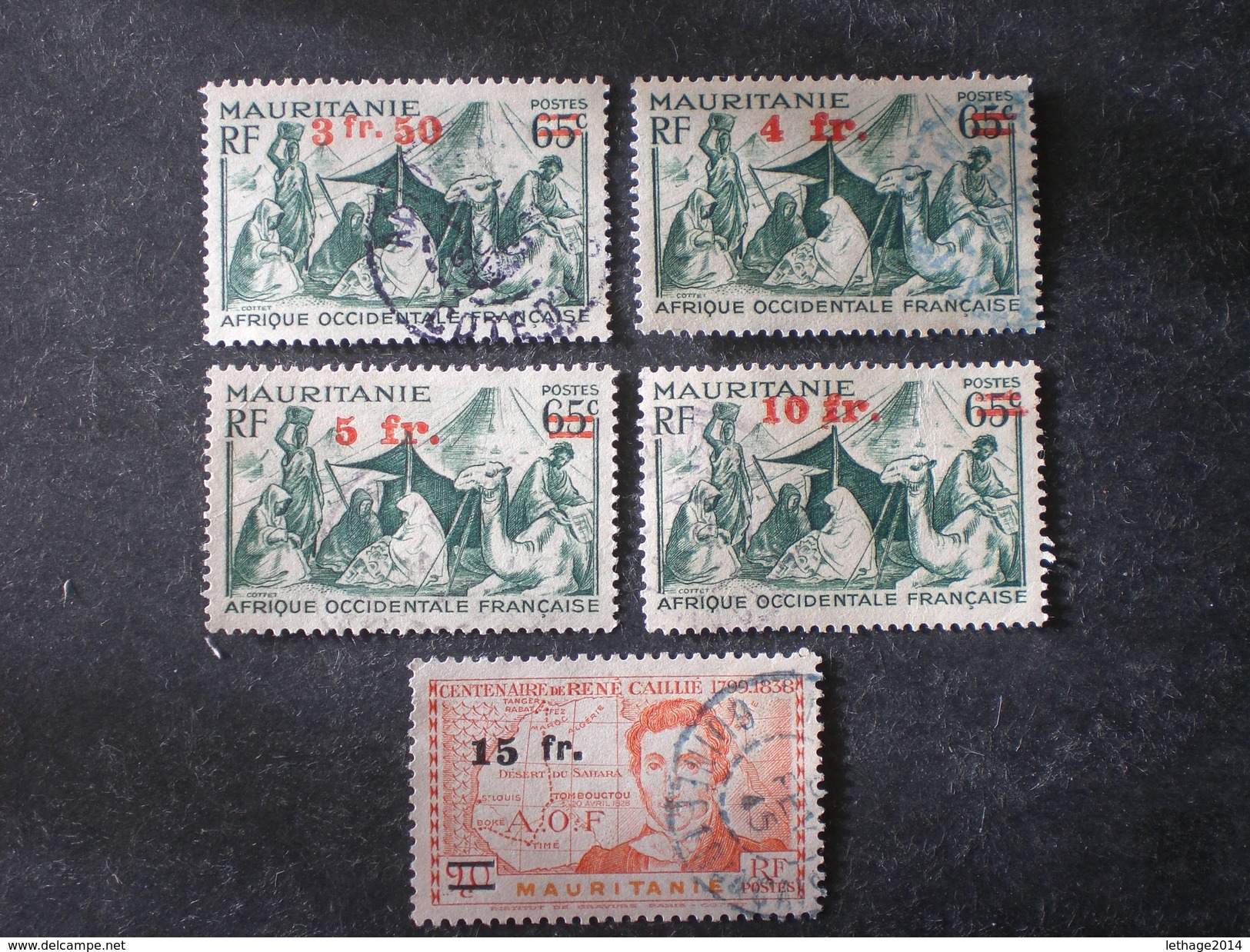 AOF MAURITANIA MAURITANIE موريتانيا Mauritanië 1944 Issues Of 1938 And 1939 Surcharged - Usati