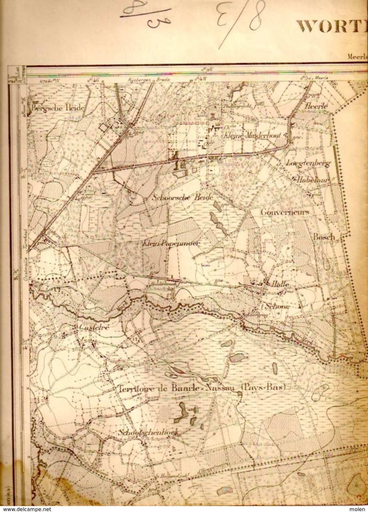 STAFKAART 8/3 Situatie1871 WORTEL Hoogstraten BAARLE-HERTOG BAARLE-NASSAU CASTEIRE MERKSPLAS Heemkunde Geschiedenis S359 - Hoogstraten