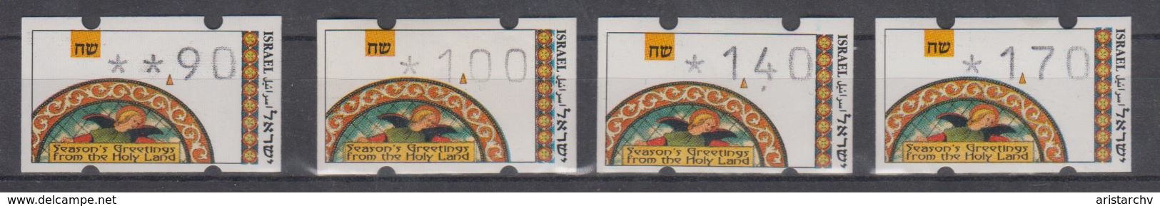 ISRAEL 1994 SIMA ATM CHRISTMAS SEASON'S GREETINGS FROM THE HOLY LAND 0.90 1 1.40 1.70 SHEKELS - Vignettes D'affranchissement (Frama)
