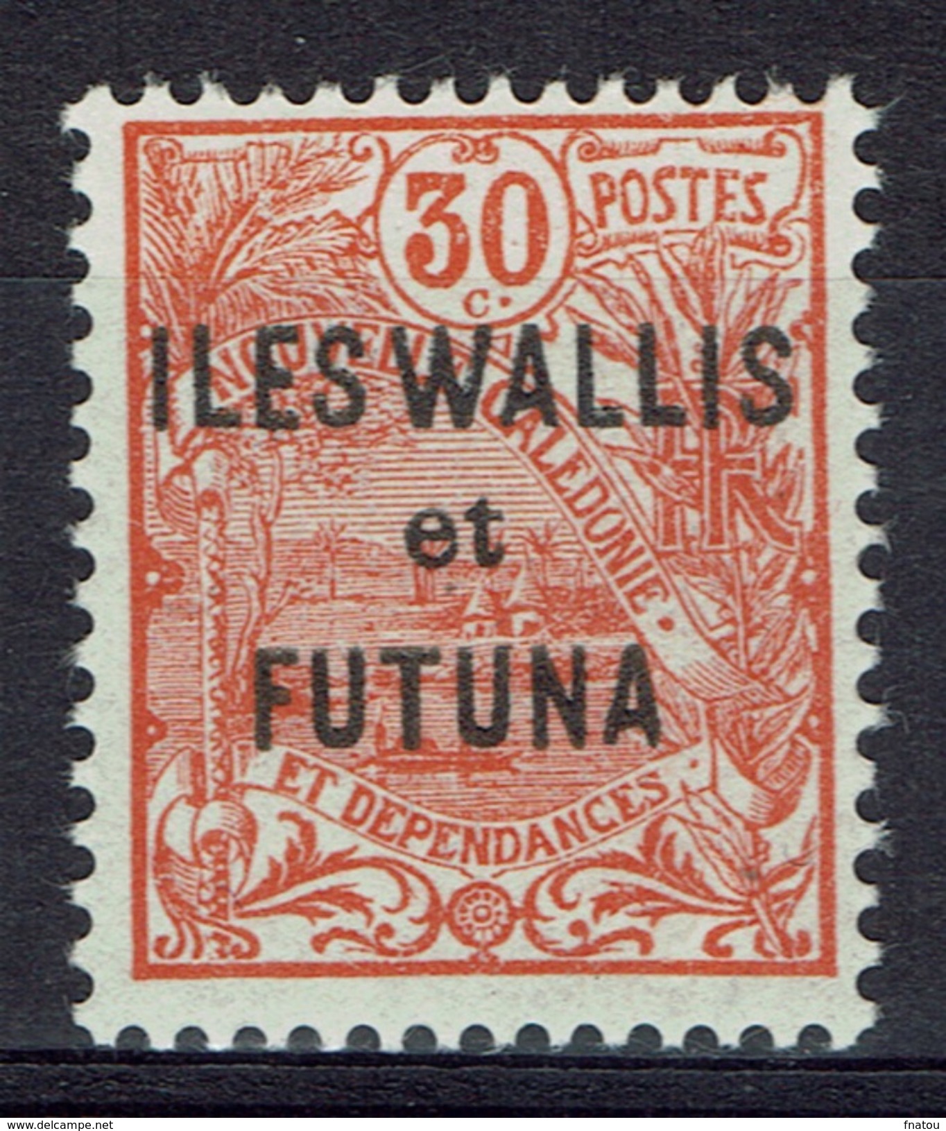 Wallis And Futuna, Overprint "ILES WALLIS ET FUTUNA", 30c. Orange-red, 1922, MNH VF - Unused Stamps