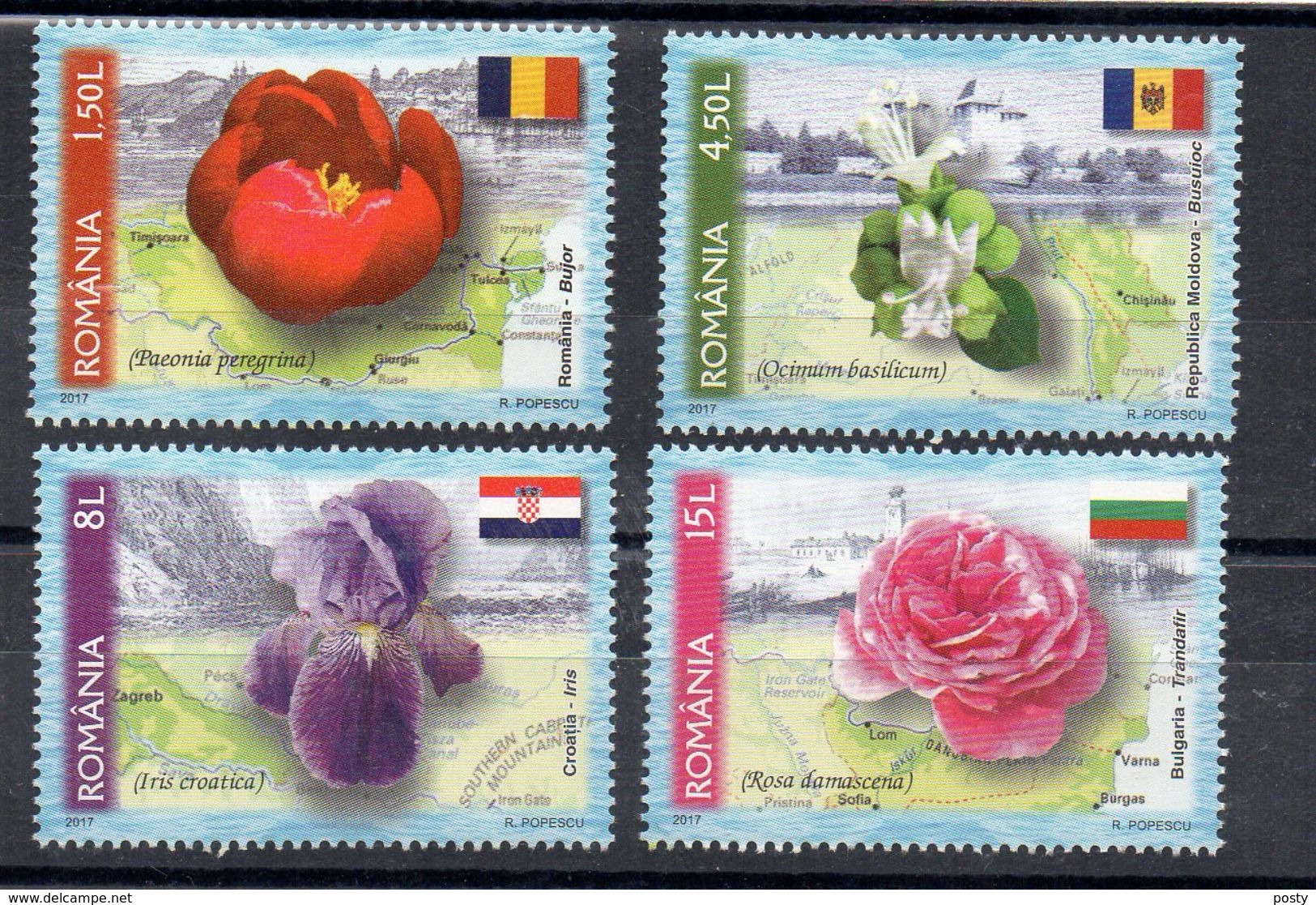 ROUMANIE - ROMANIA - FLEURS - FLOWERS - SYMBOLES NATIONAUX - NATIONAL SYMBOLS - 2017 - - Neufs