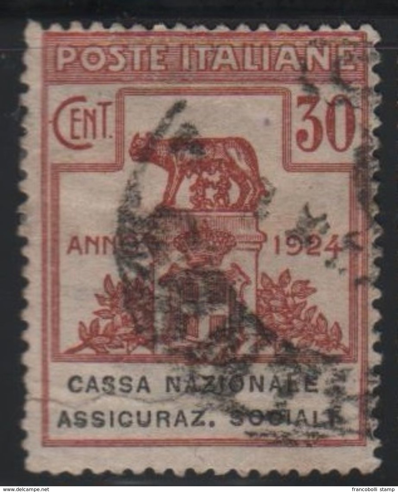 1924 Enti Parastatali Cassa Nazionale Ass. Sociali 30 C. US - Used