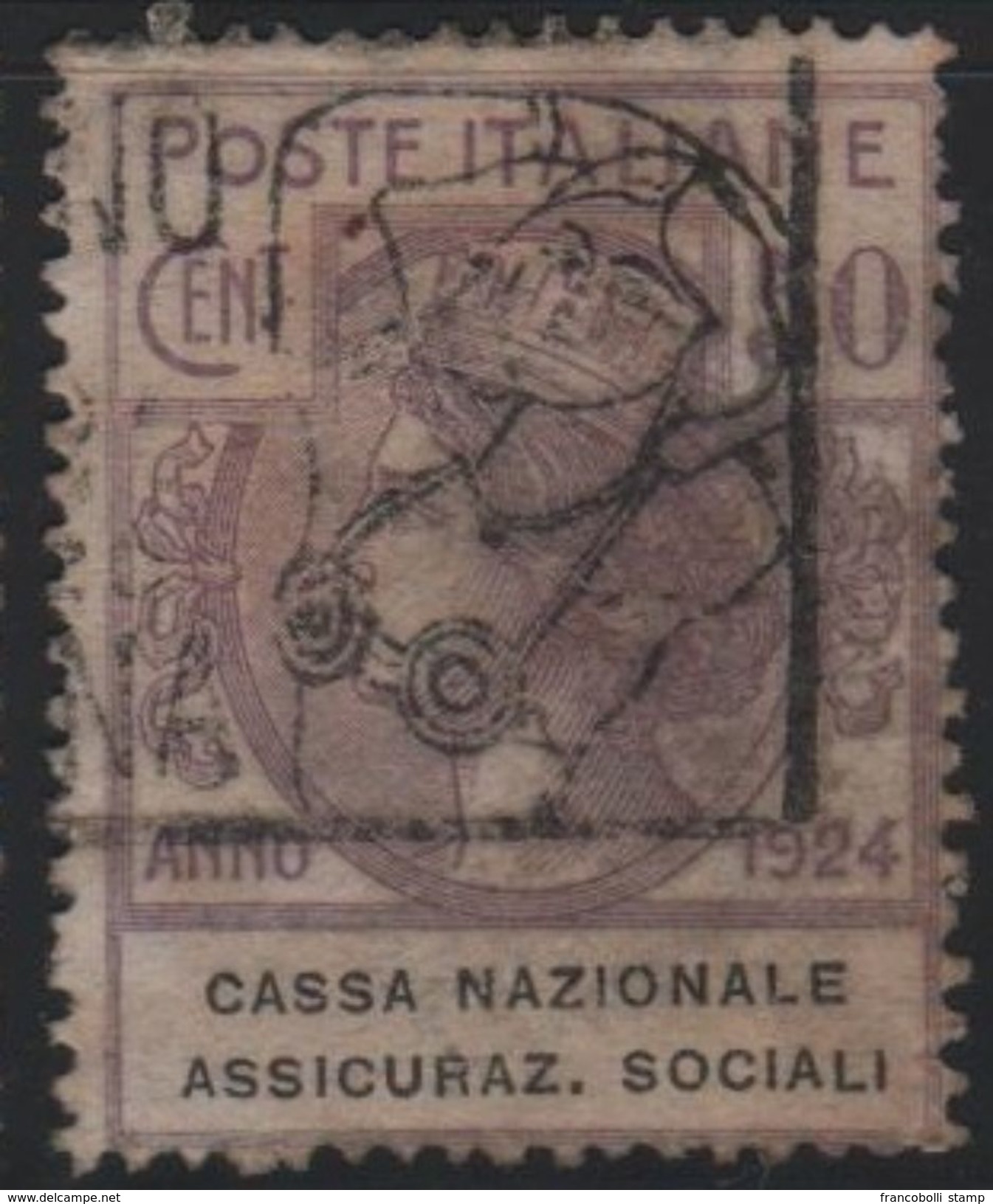 1924 Enti Parastatali Cassa Nazionale Ass. Sociali 50 C. US - Usati