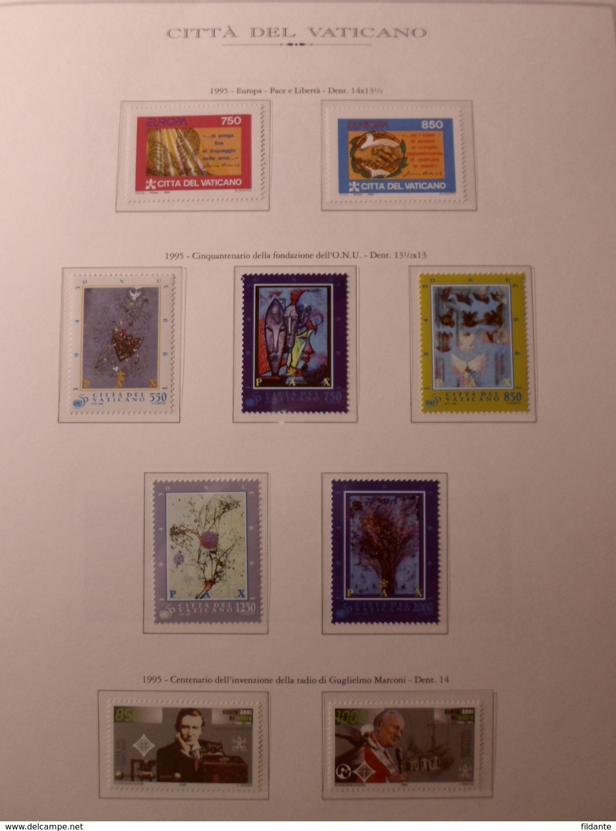 VATICANO 1995 ANNATA COMPLETA NUOVA ** MNH VAL. CAT. UNIFICATO € 45,00 - Neufs