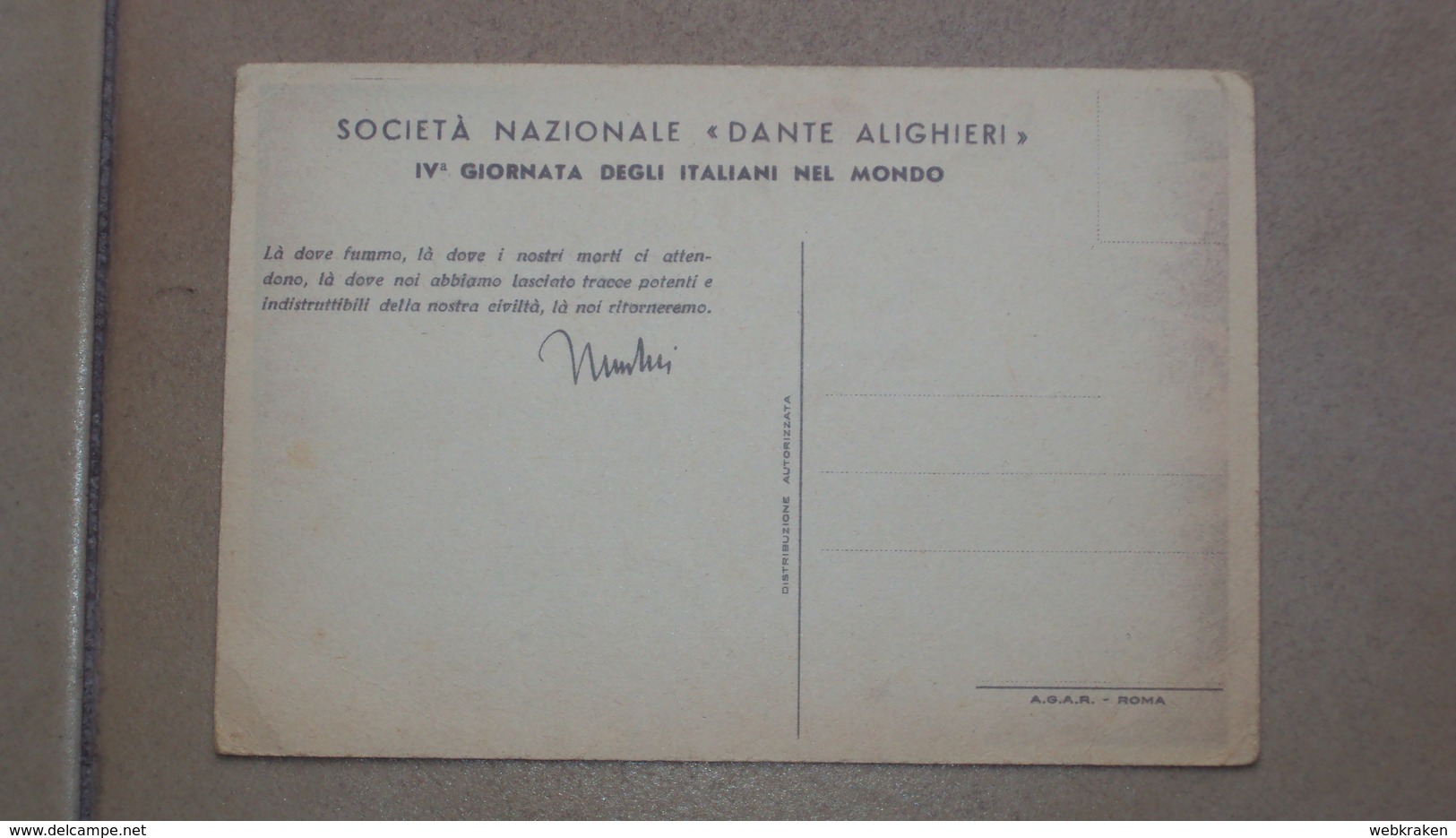 ITALIA POSTA MILITARE COLONIE ASSOCIAZIONE DANTE ALIGHIERI MUSSOLINI RITORNEREMO AFRICA ORIENTALE - Autres & Non Classés