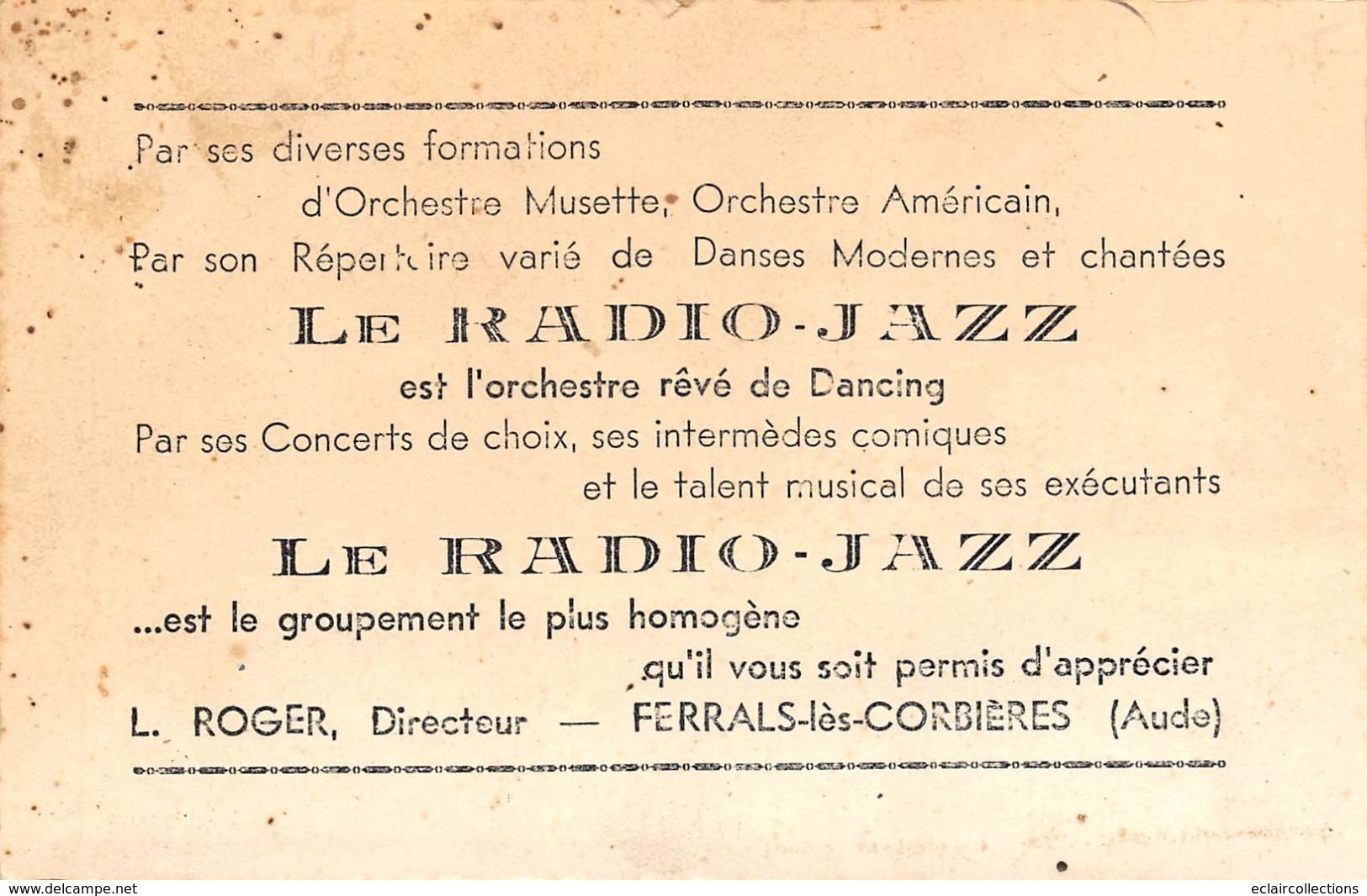 Musique.Accordéon Orchestre:    Jazz .Musette :    Ferrals Lès Corbières 11     Photo        (voir Scan) - Music And Musicians