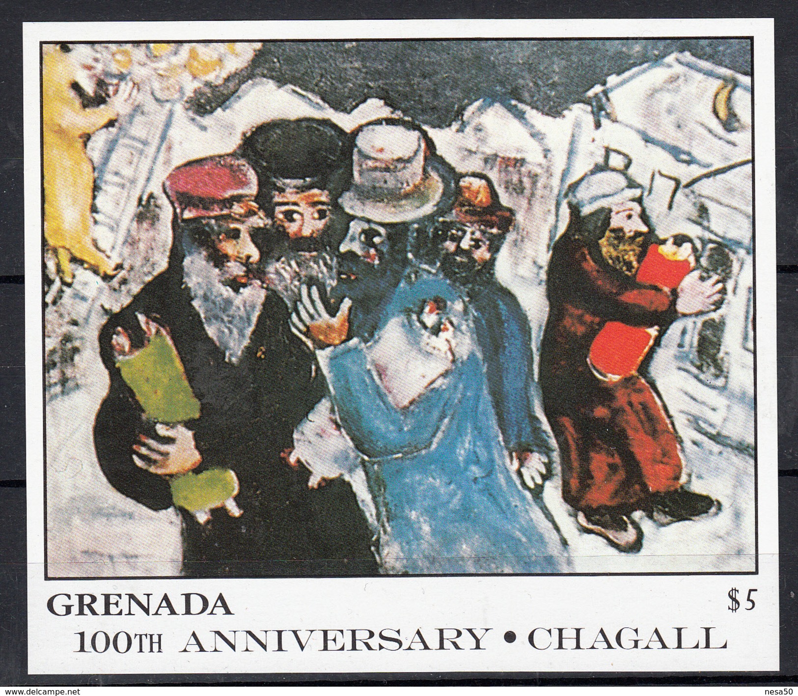 Grenada 1986 Mi Nr Blok 172 , Schilder Marc Chagall ; Terugkeer Van De Synagoge - Grenada (1974-...)