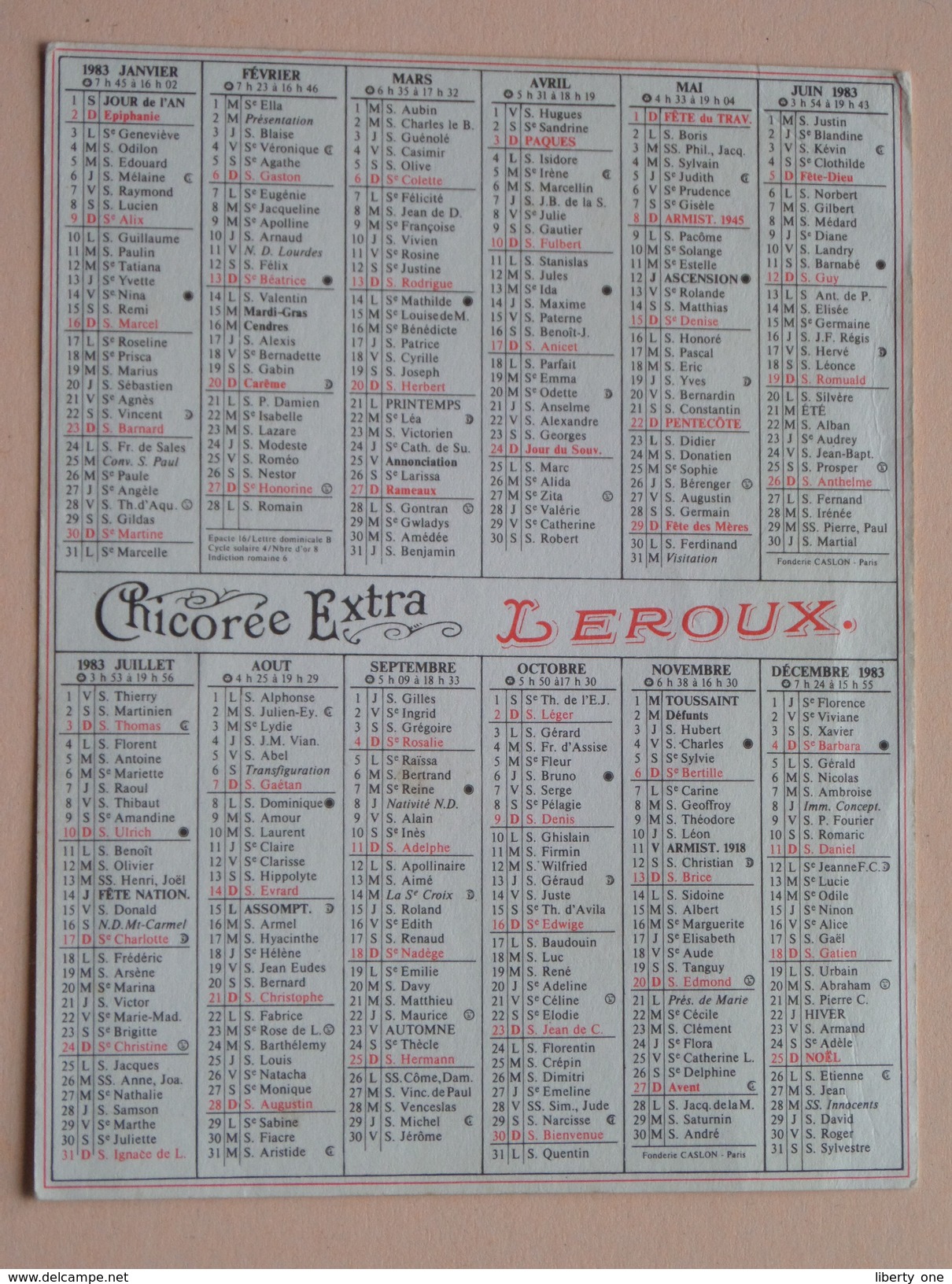 LEROUX Chicorée Extra - 1983 ( Voir Photo ) ! - Kleinformat : 1981-90