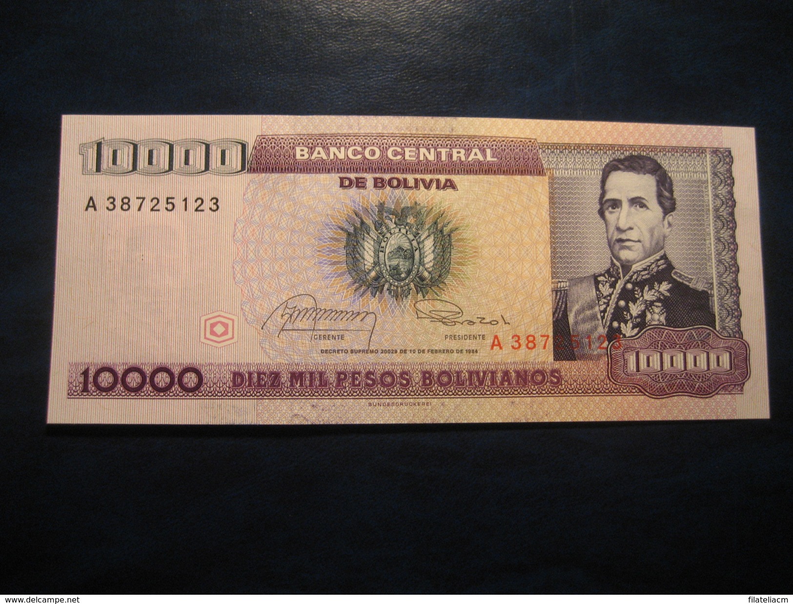 1 Centavo De Boliviano Overprinted On10.000 Pesos 1984 BOLIVIA Unused UNC Banknote Billet Billete - Bolivie